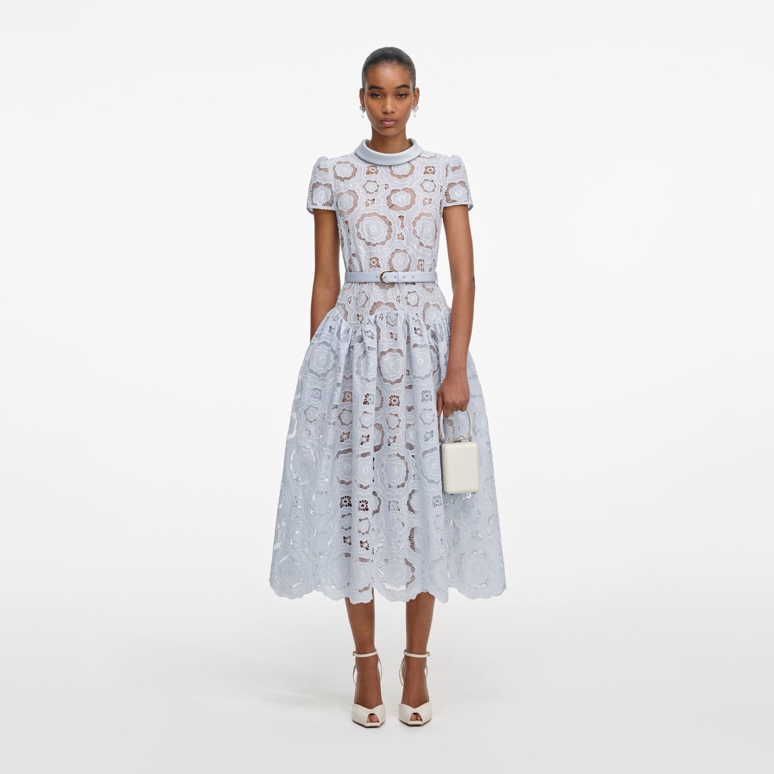 Self portrait DRESS BLUE FLORAL LACE MIDI $735 NWT Size US 6 UK 10