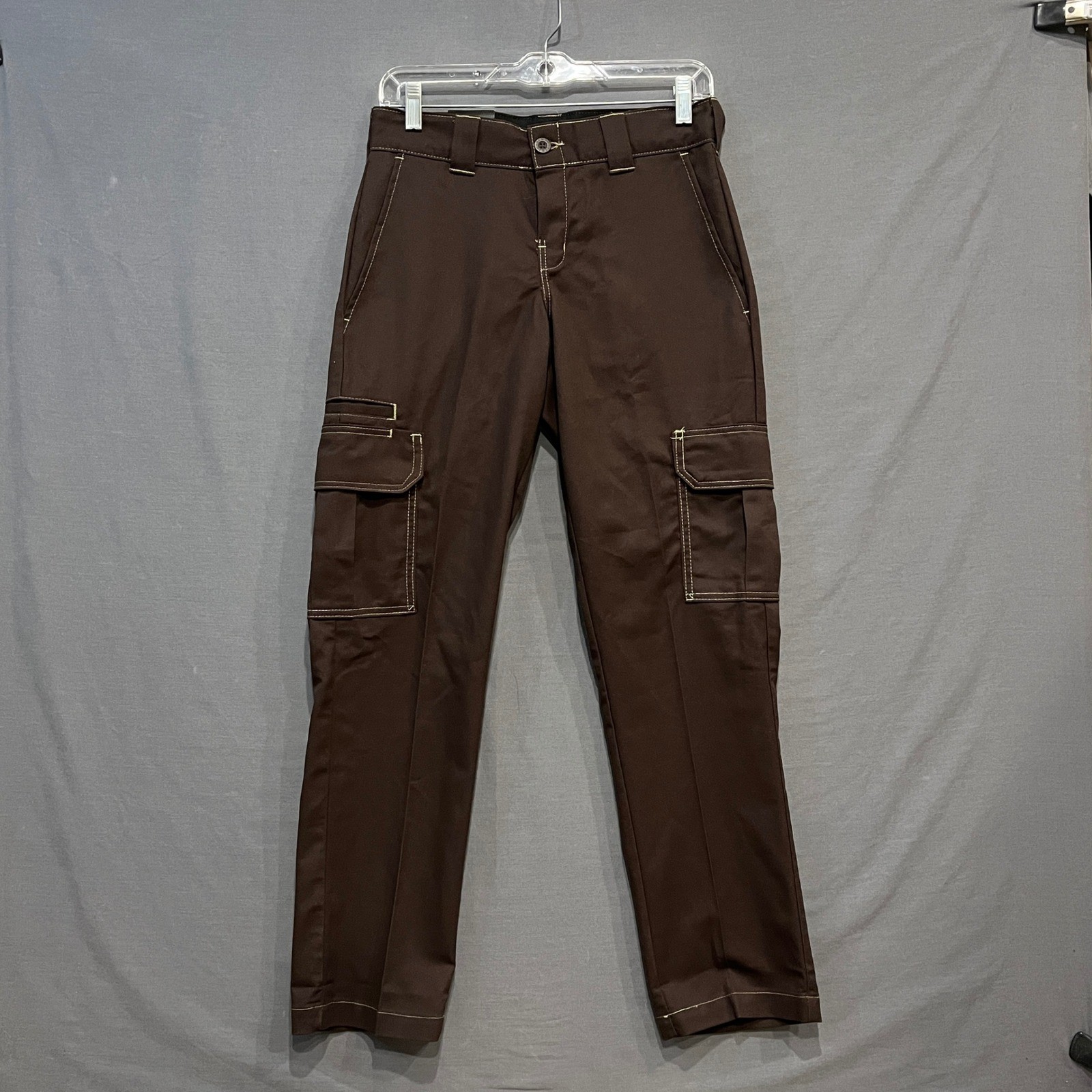 Dickies Cargo Pant Mens 28×30 Brown Slim Fit Straight Leg Flex WP154CB