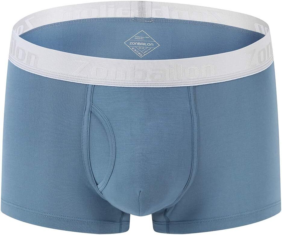 Mens Soft No Ride Up Short Boxer Briefs Open Fly Bamboo Soft Trunks
