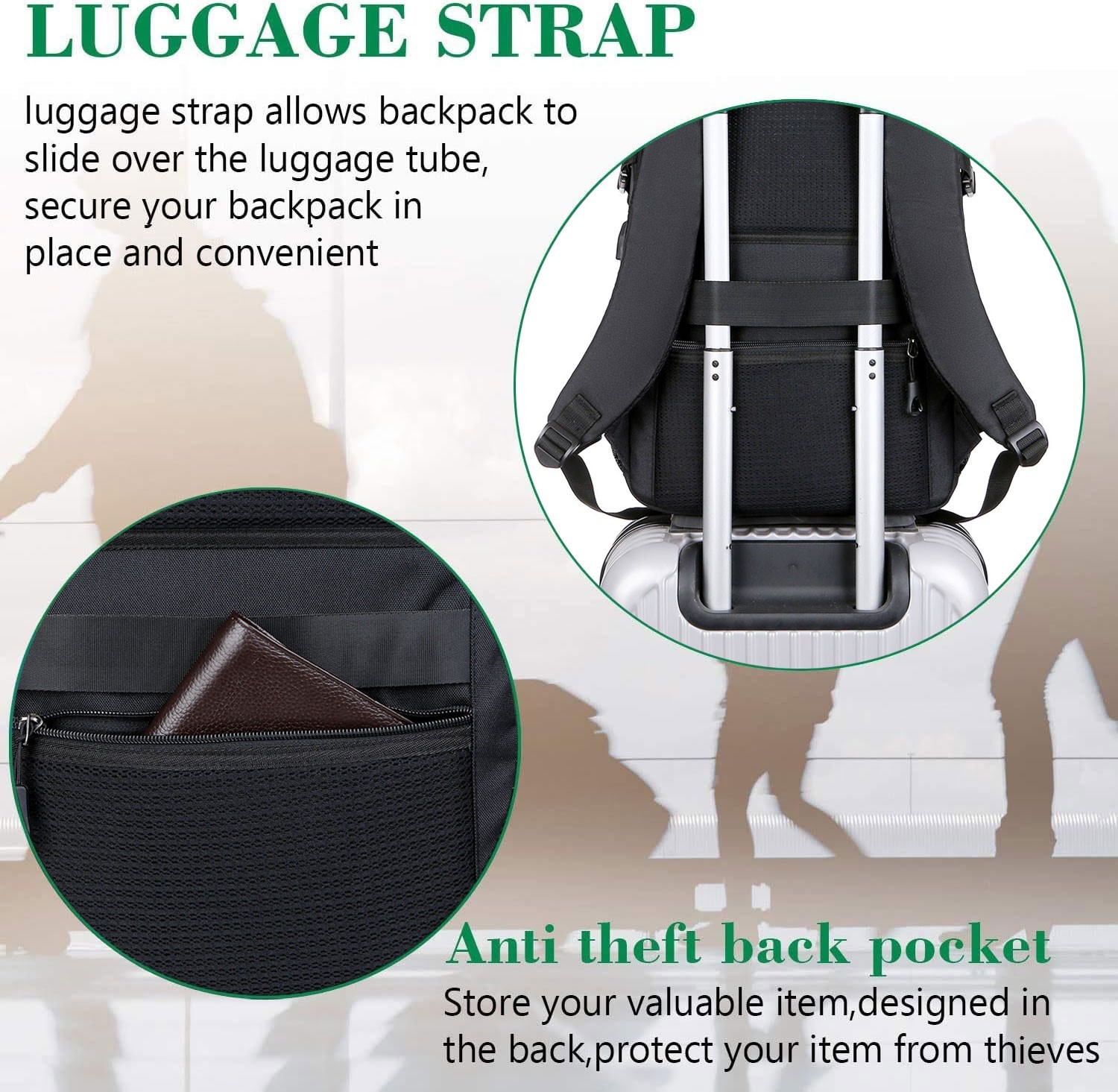 Black Laptop Backpack High-capacity Travel Bag Fashion School Business Outdoor