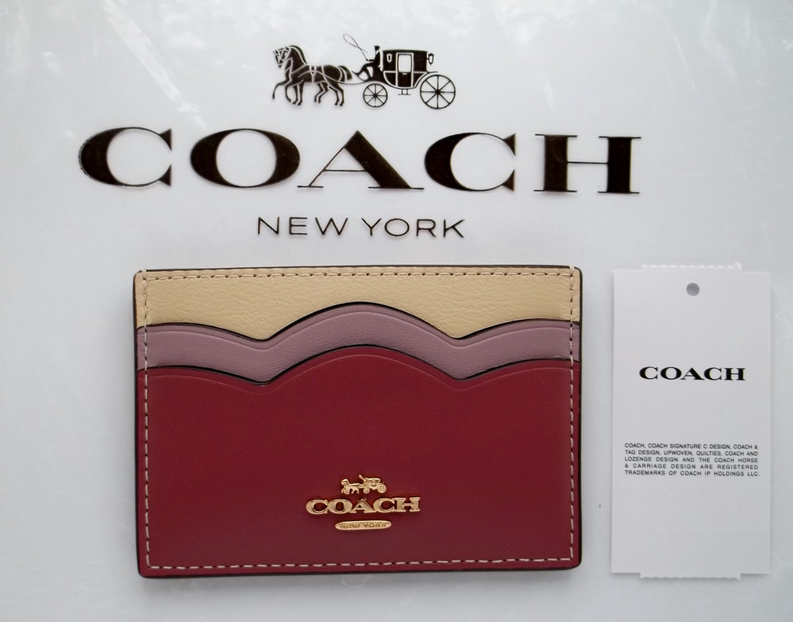 ❤ COACH Women’s Petal Card Coin Case Smooth Leather Light Raspberry Multi CW923
