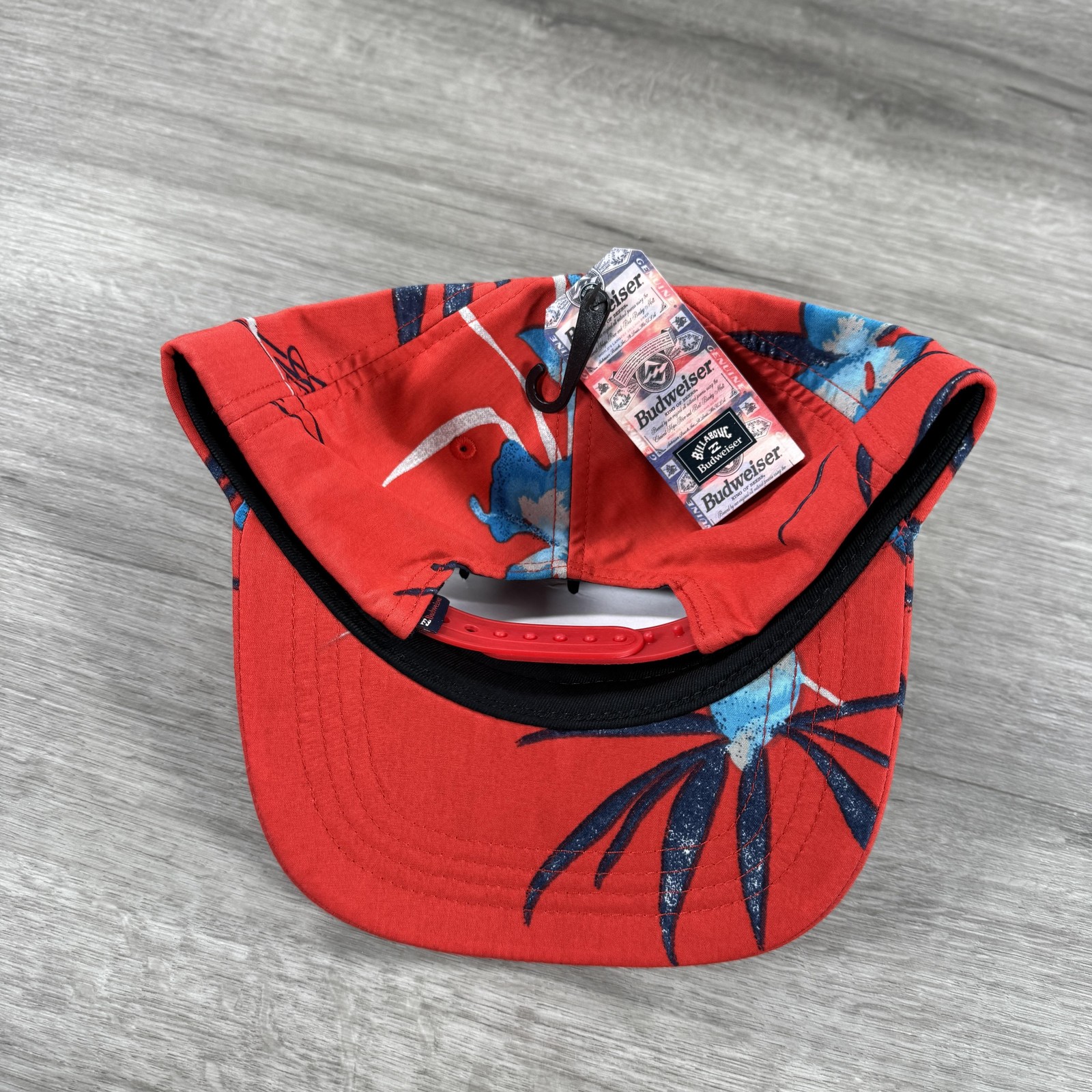 Budweiser Hat Cap Snap Back Red Floral Billabong Advertising Patch Mens Organic