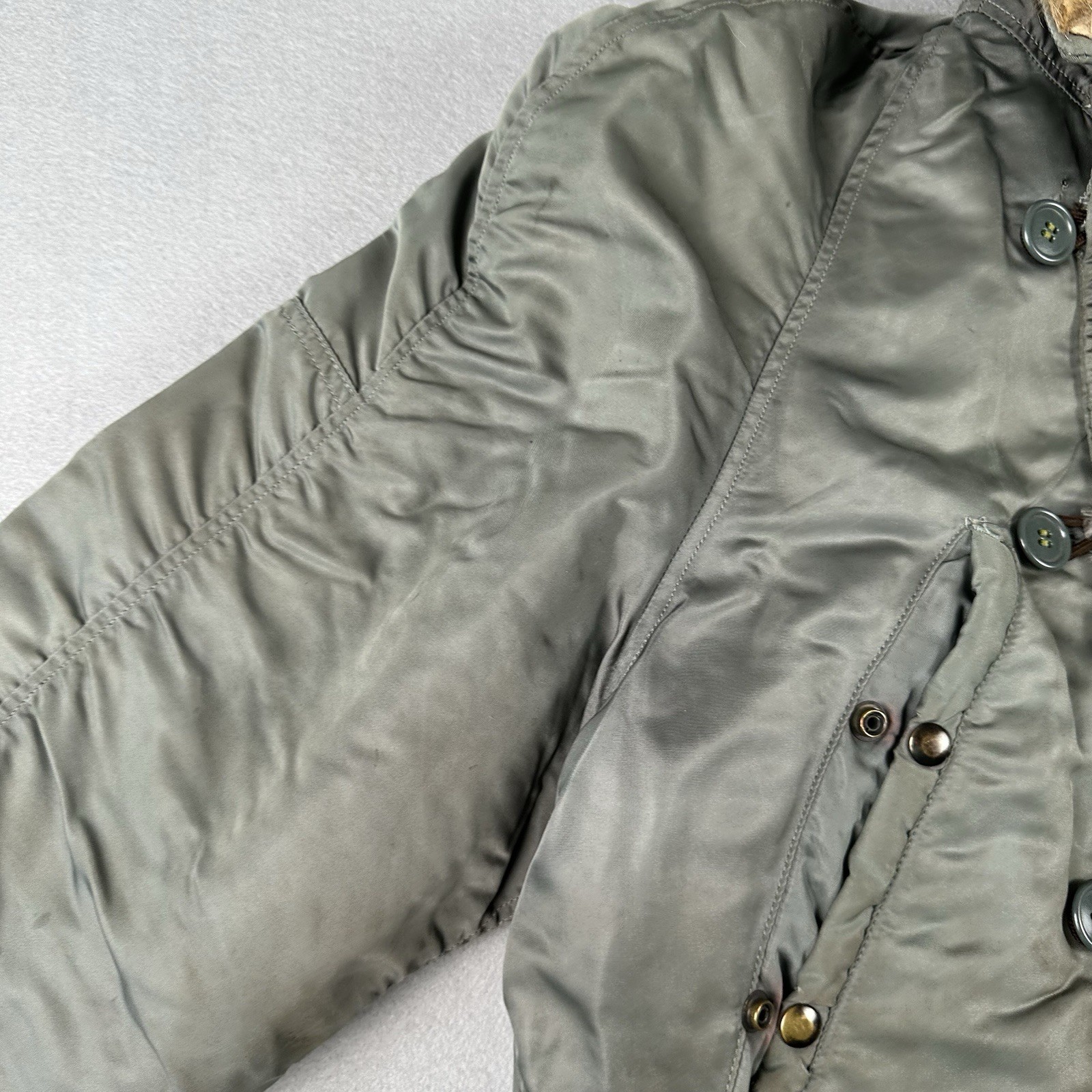 Vintage 50s US Air Force N-3B Snorkel Parka Large Green Fur Military Jacket