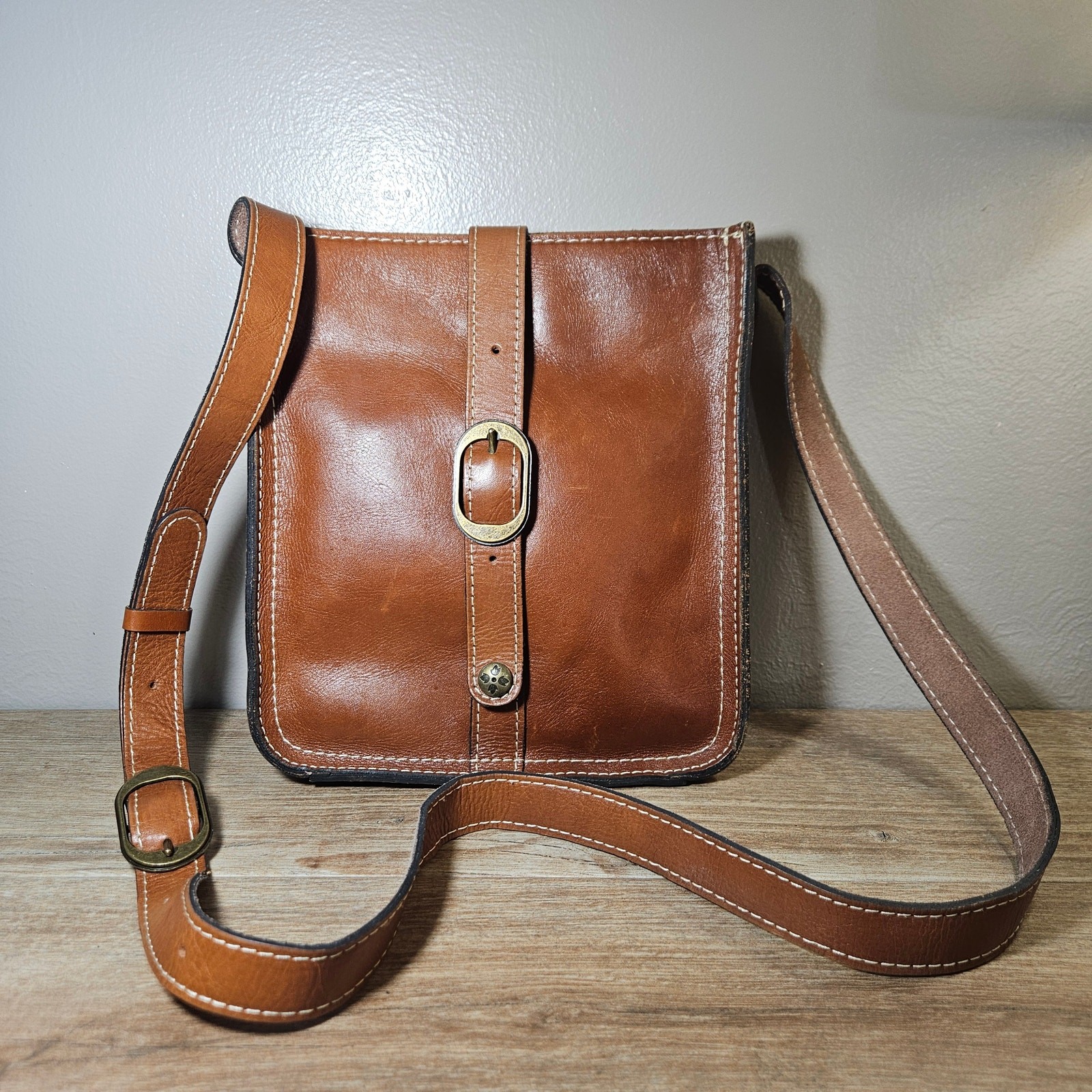 Patricia Nash Venezia Italian Cognac Leather Crossbody Boho Western Bag