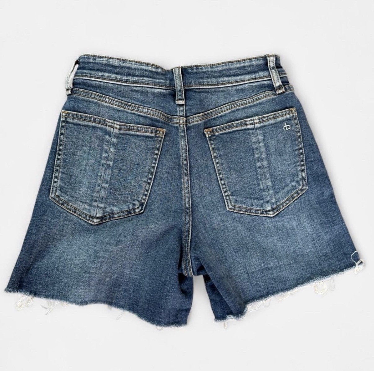 rag & bone Blue Medium Wash Denim Cut Off Shorts Mid Rise Women’s 25