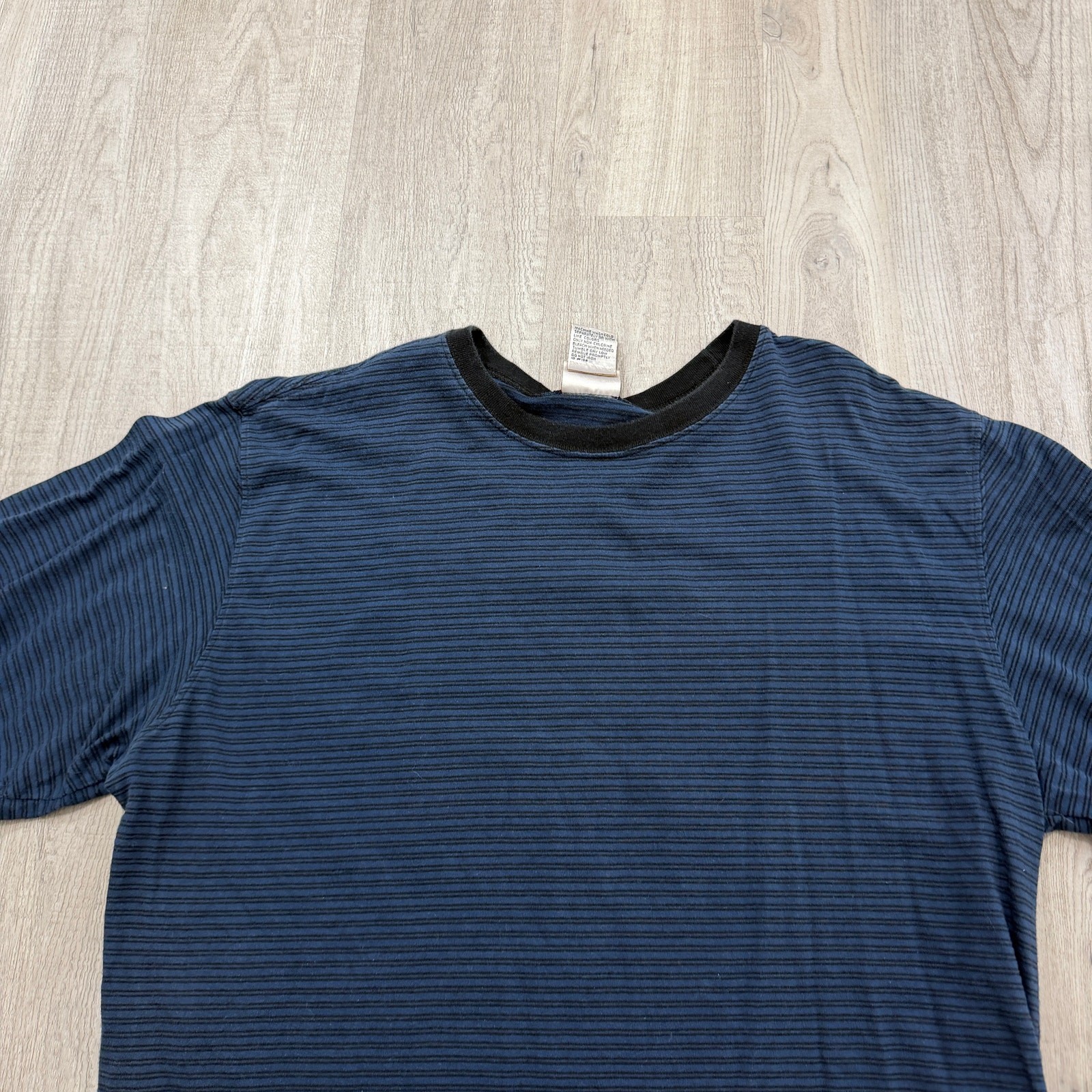 Vintage Falls Creek Striped Shirt Men’s Large Blue Black Striped 90s Preppy