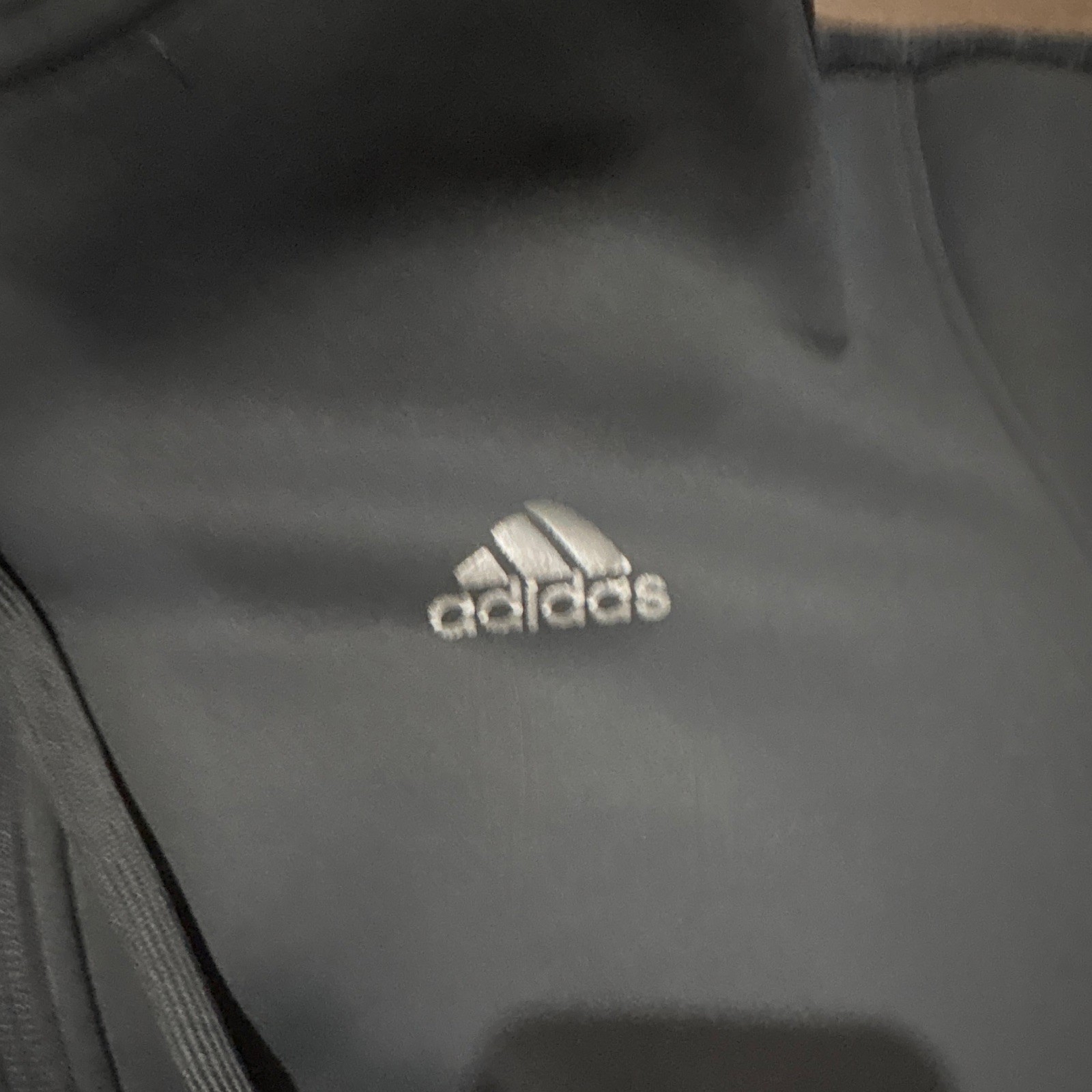adidas Men’s Gray Solid Full Zip Hooded Hoodie Sweatshirt Pockets Logo L