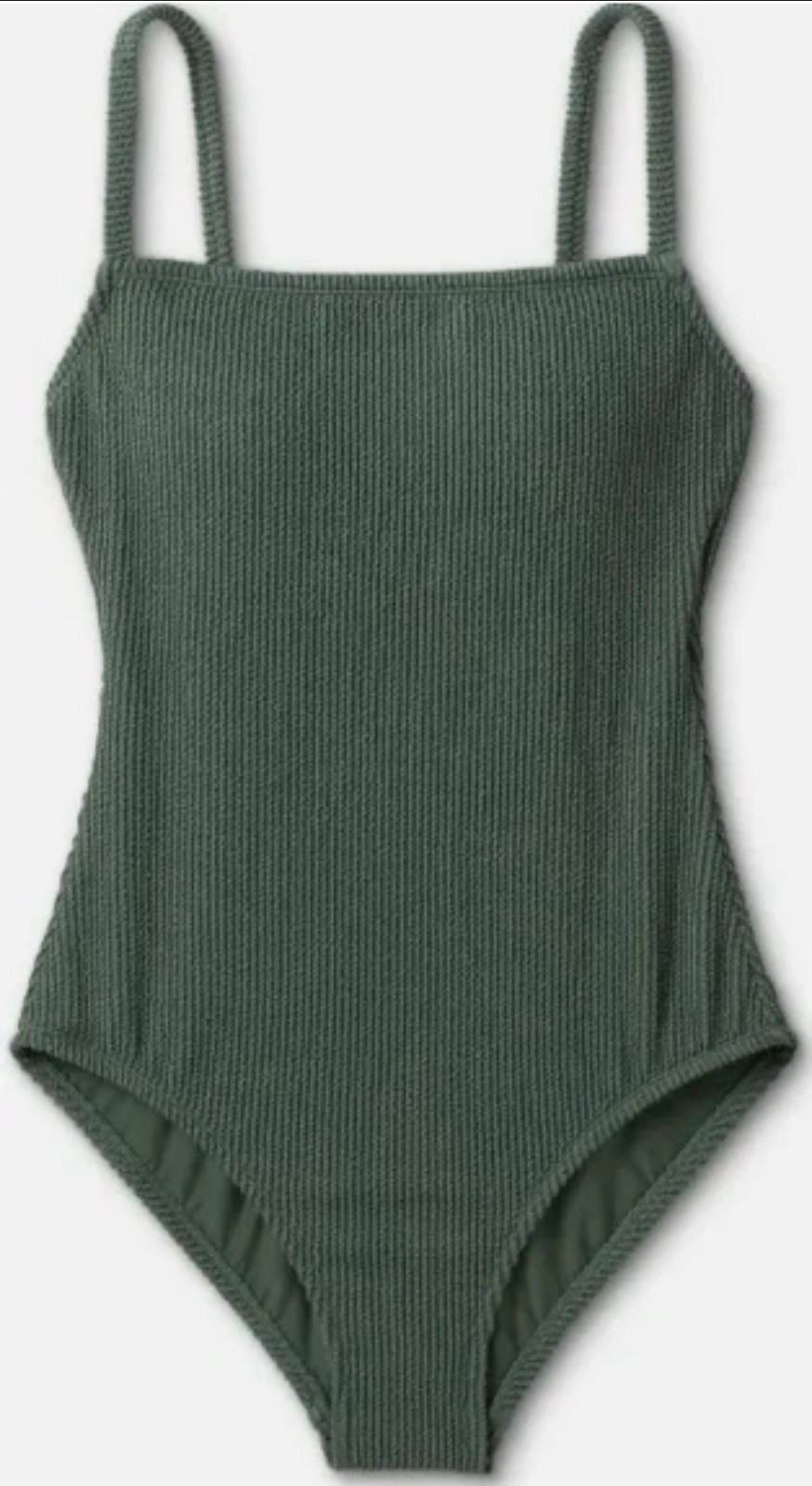 Kona Sol Women’s Pucker Textured Square Neck One Piece Swimsuit Green XL (16)