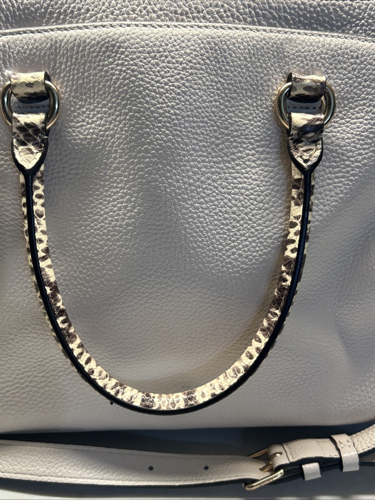 COACH Chalk Pebble Leather MIA Satchel W/ Exotic Trim #76642 EUC