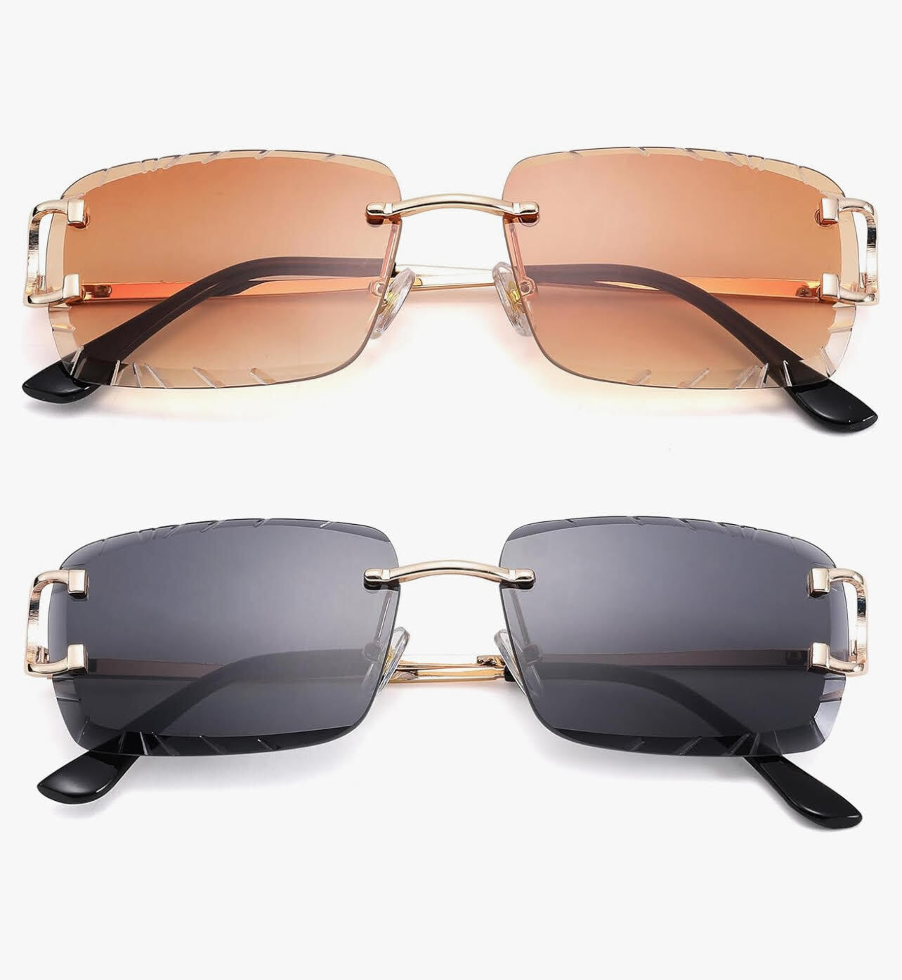 Sunglasses Framless Men Square Classic Retro Style Outdoor Hip Hop Migos Clear