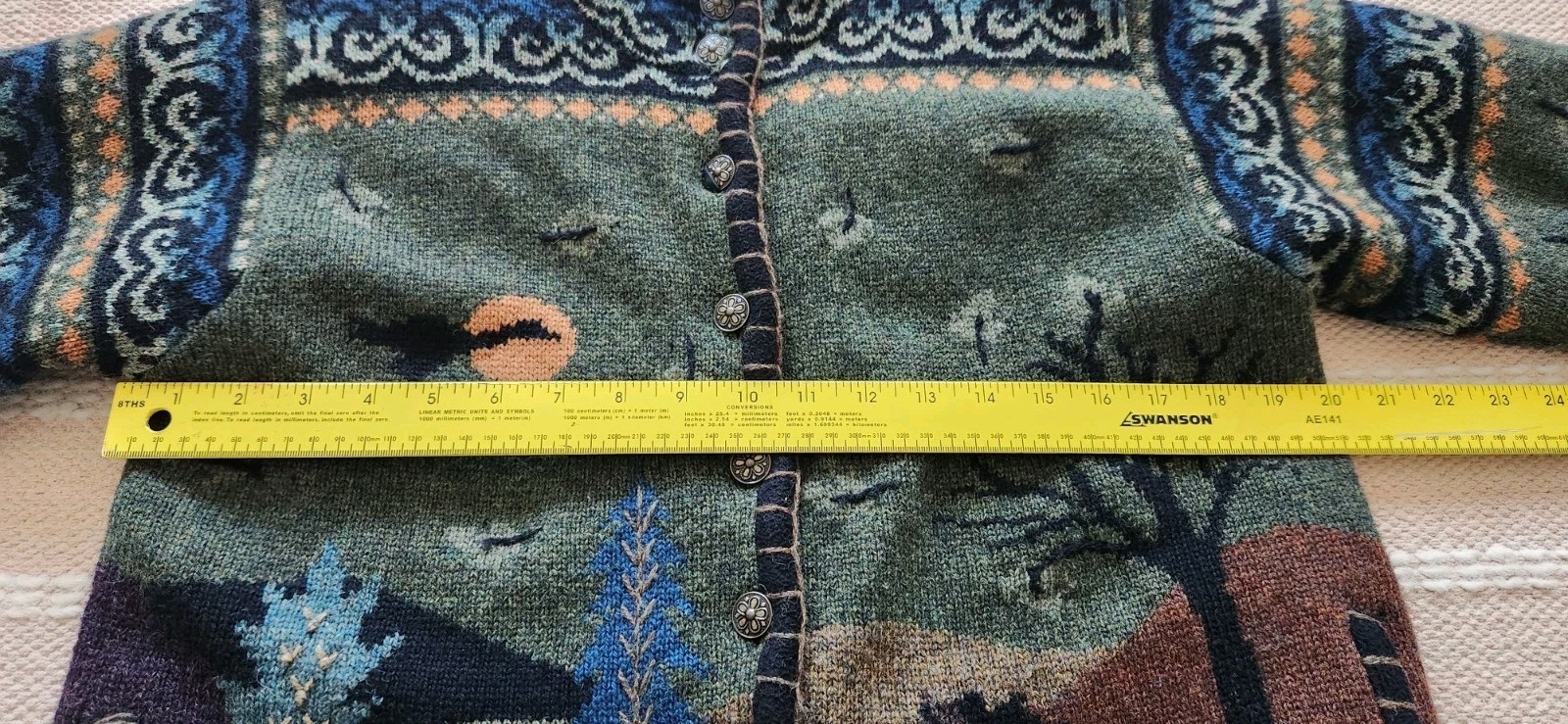 Icelandic Design Wool Cardigan Sweater Women’s Small Running Horses Equestrian