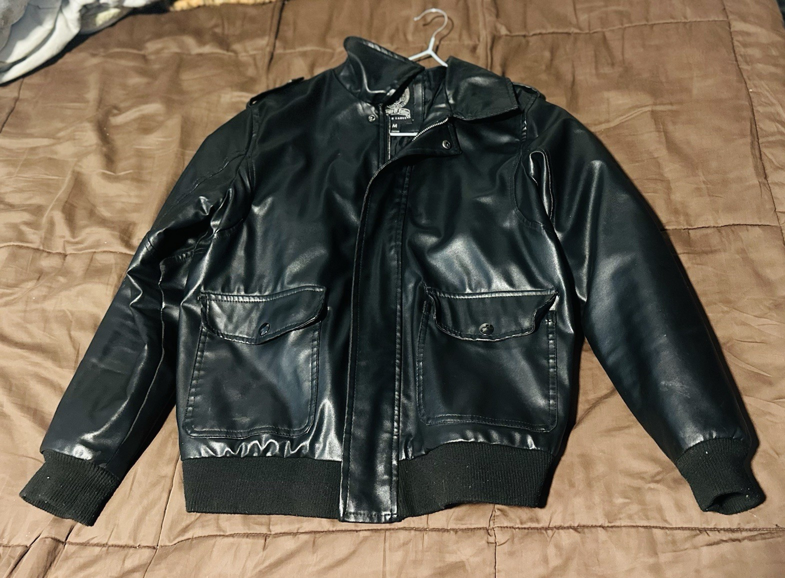 Ministry of Fashion Black Label Men’s Black Bomber Jacket (M).