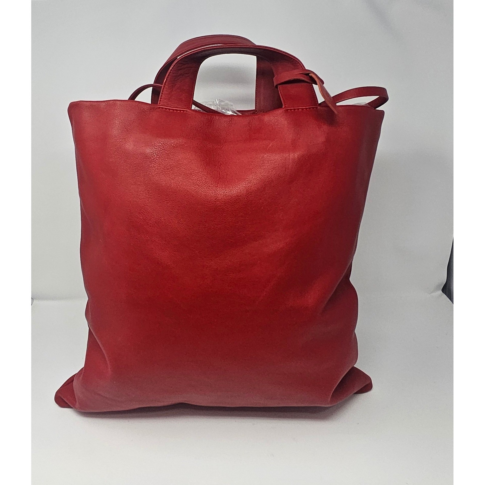 Falor Purse Red Leather XL Tote Shopper Handbag Bag Made in Italy Shoulder