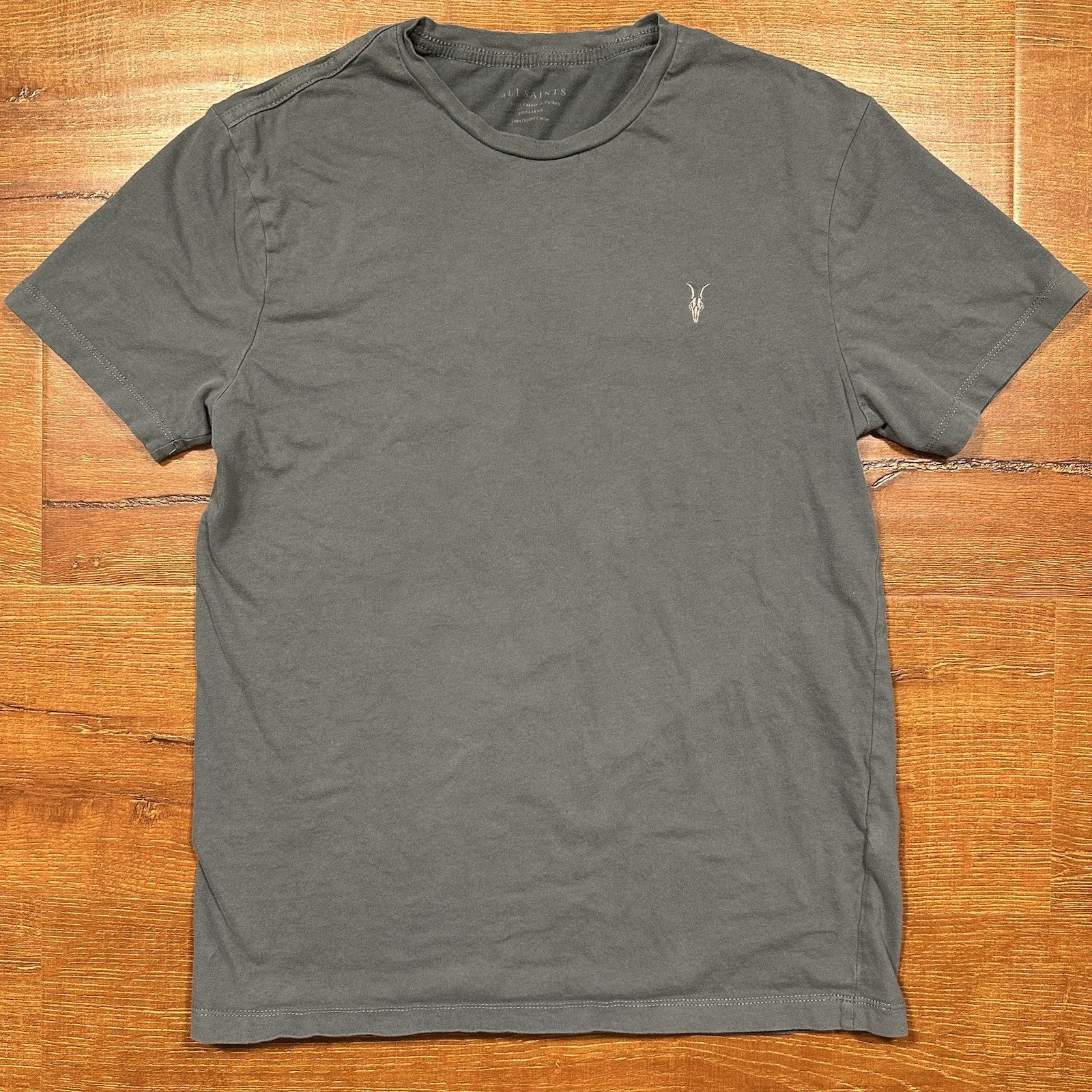 All Saints T Shirt Mens S Gray Short Sleeve Embroidered Logo City Designer Alt