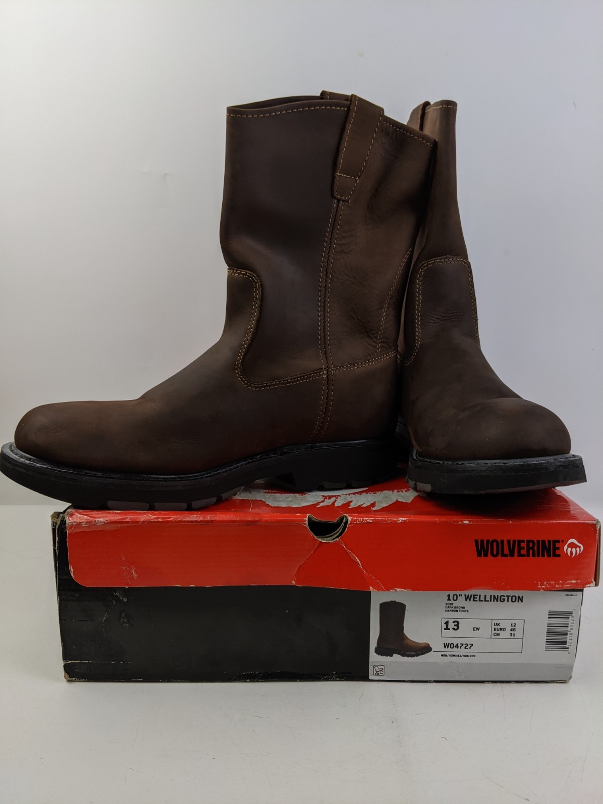 Wolverine Mens 10in Slip-Resistant Wellington Work Boots W04727 Size 13 X-Wide