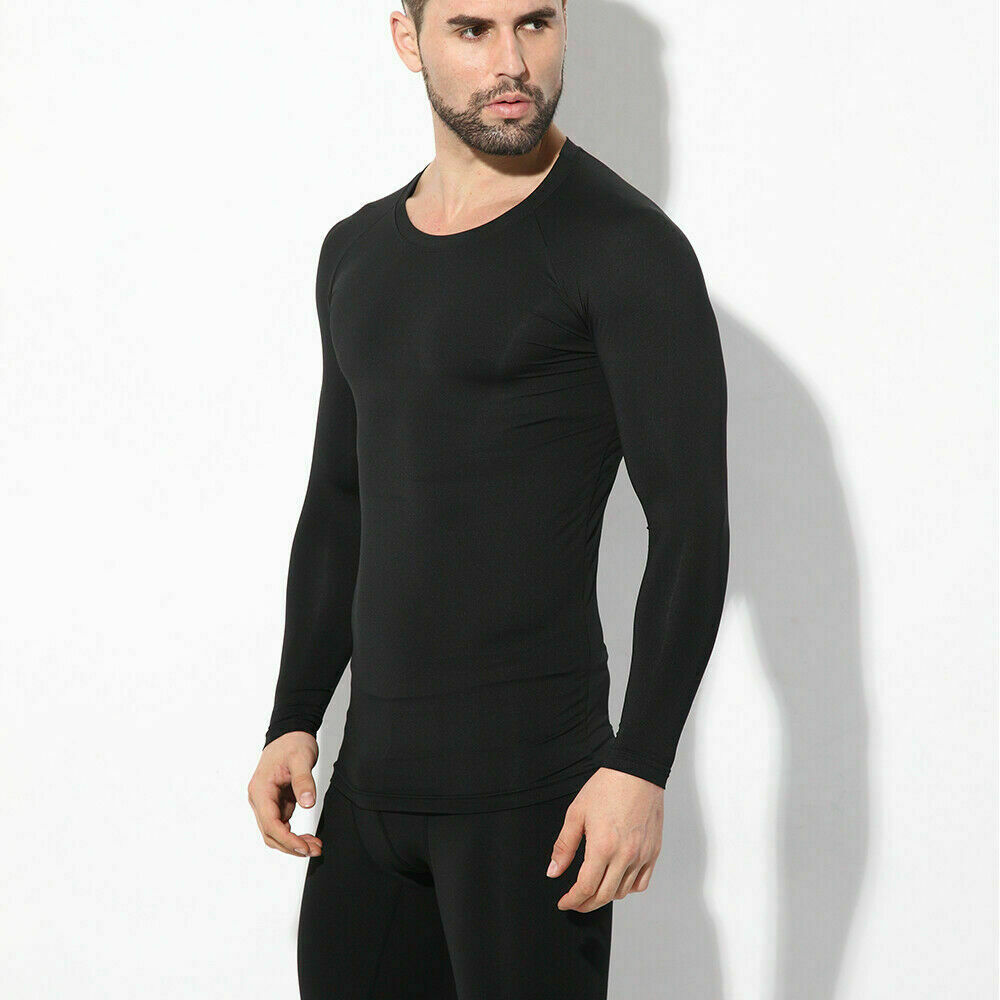 Men Thermal Underwear Long Johns Set with Fleece Warm Top for Ski Fitness Sports