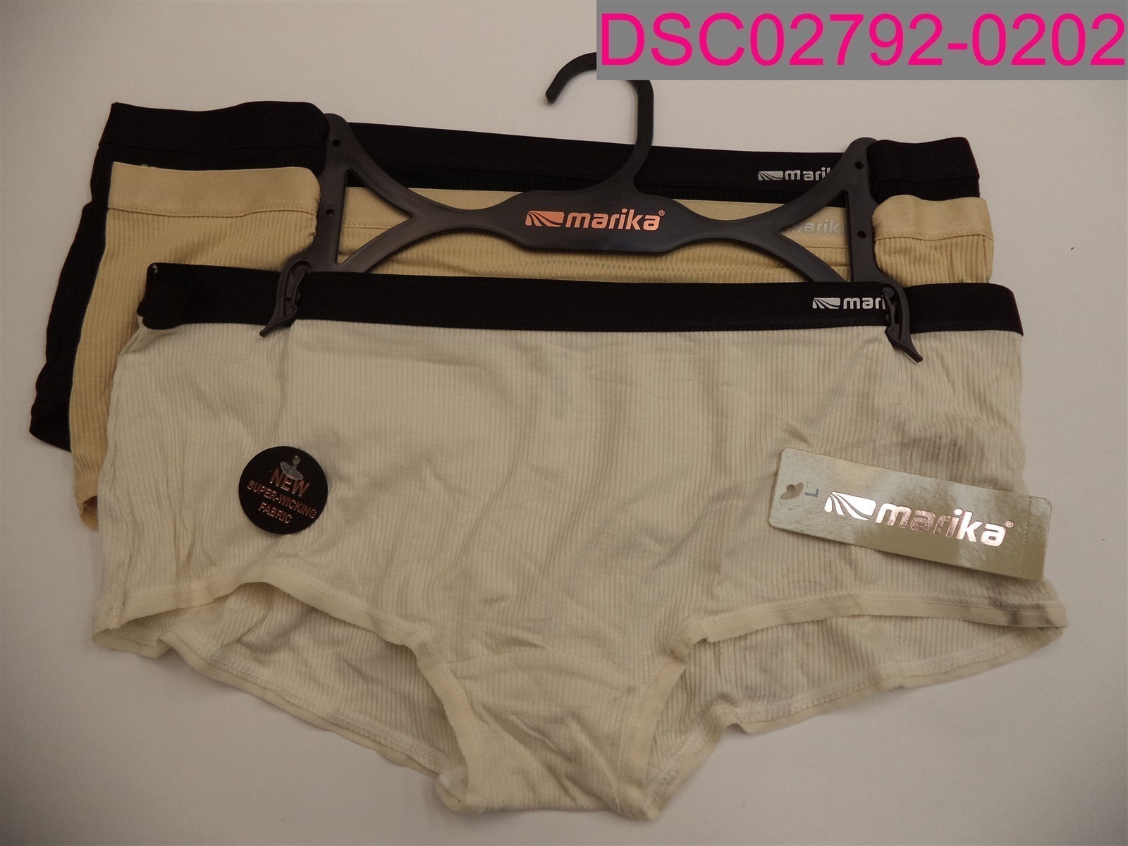 Marika 3 pack Women’s briefs Size Large RN 145994 Black/Beige/White
