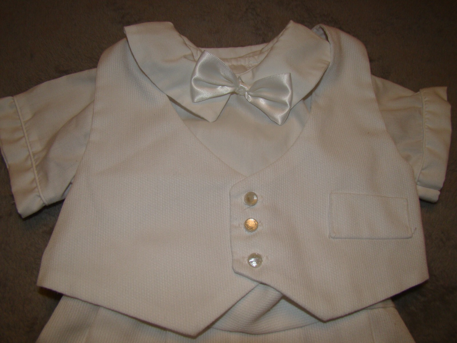 VTG Alexis Infant Boys Size 3 Months 3 Pc. White Christening Baptism Outfit