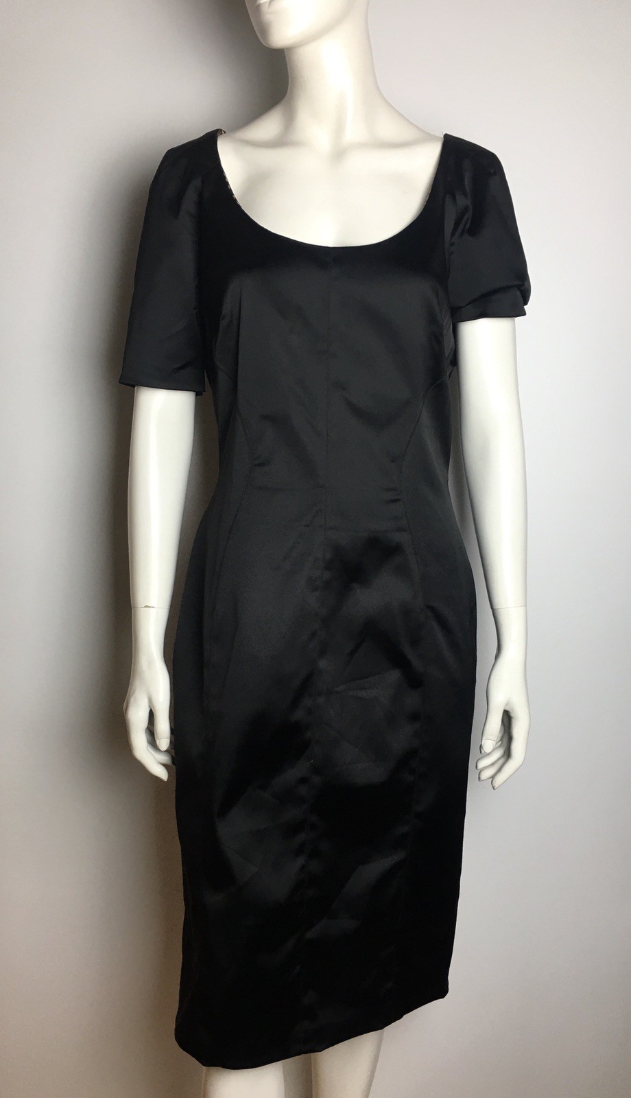 Dolce & Gabbana Stretch Black Satin Dress Size EU 48