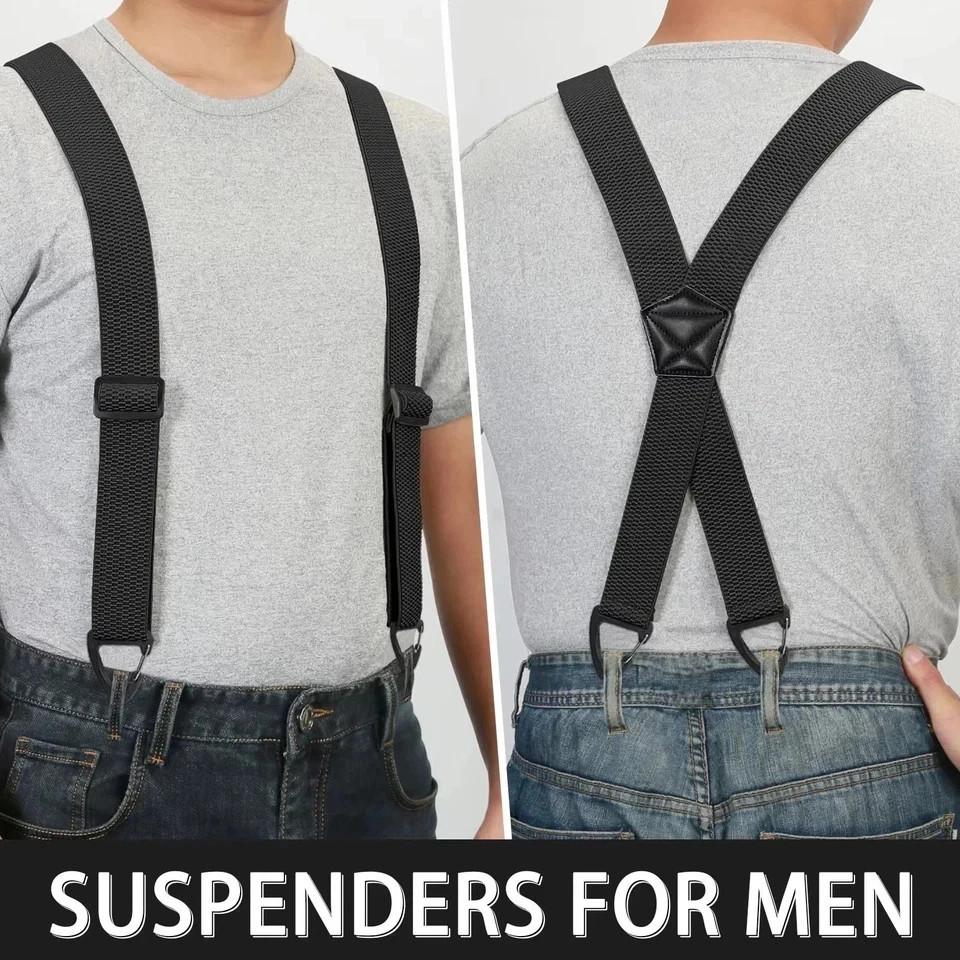 Suspenders for Men Heavy Duty, X Shape Back Hidden Suspender 1.5″ Under Clothing