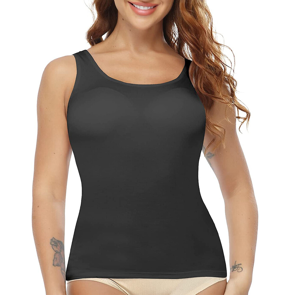 Women Cami Camisole With Built in Bra Push Up Padded Vest Baisc Layer Tank Tops