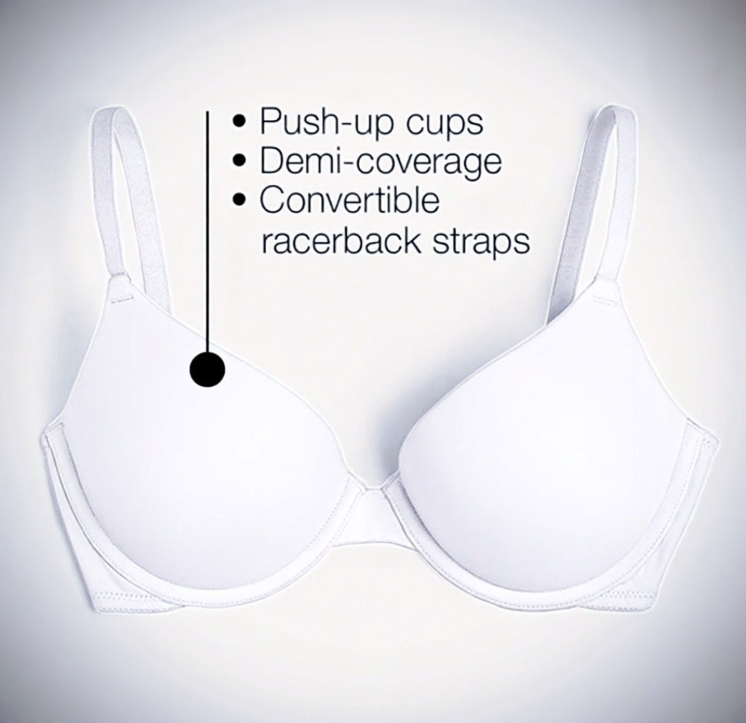 Arizona Body Cloud Kissed Push-Up Underwire Bra White 32B Convertible Racerback