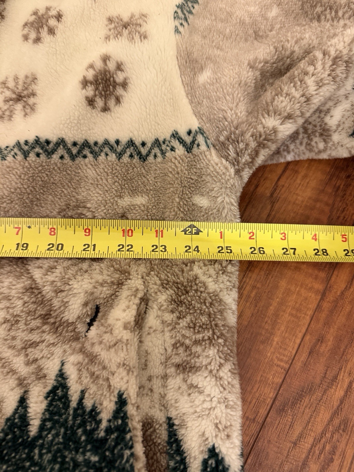 Vintage Denali Large Sherpa Fleece Hooded Long Nature Jacket Blanket Cozy Deer