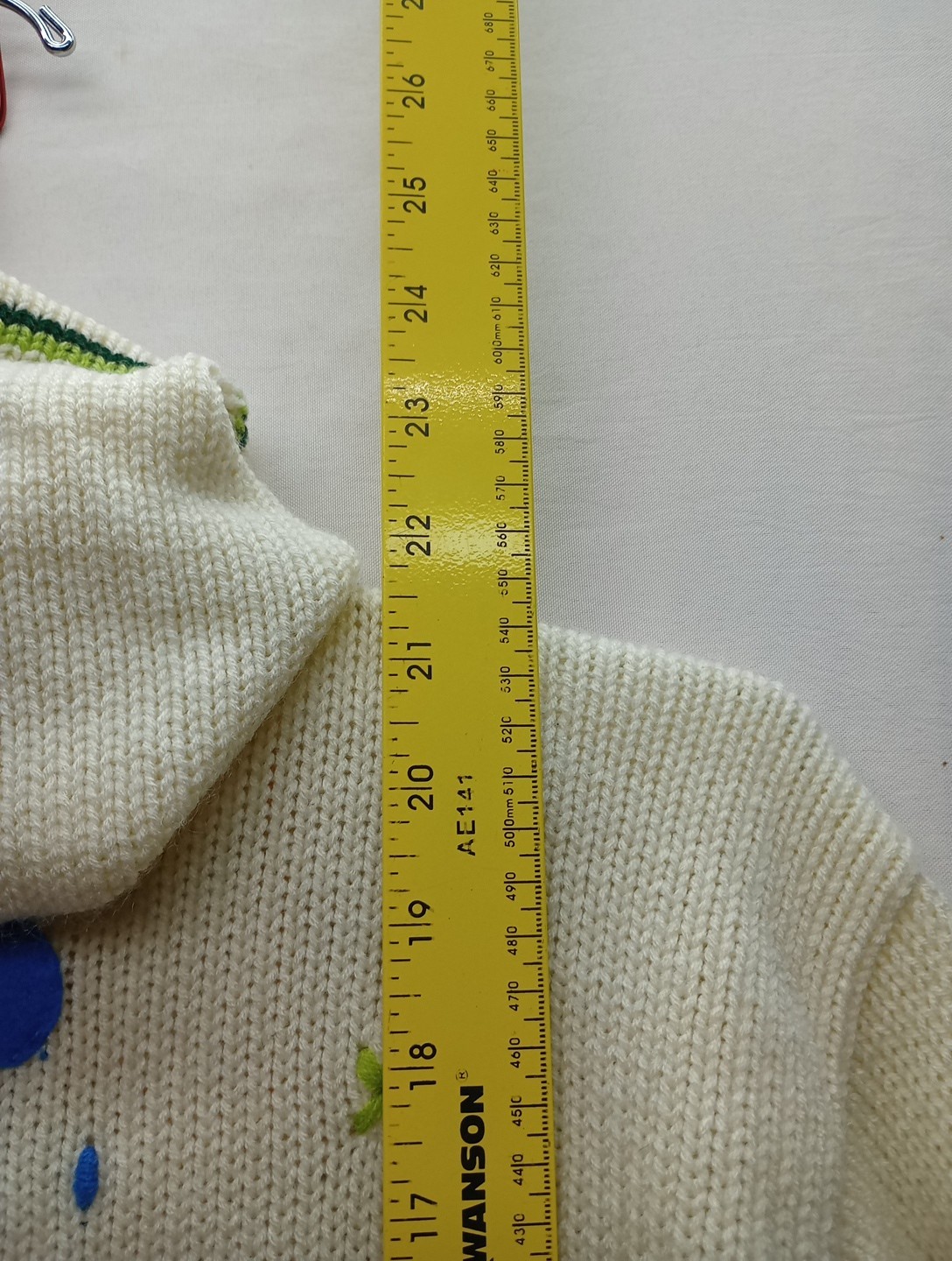 Childrens Unisex Handmade Full Zip Up Sweater Measurements In Pictures