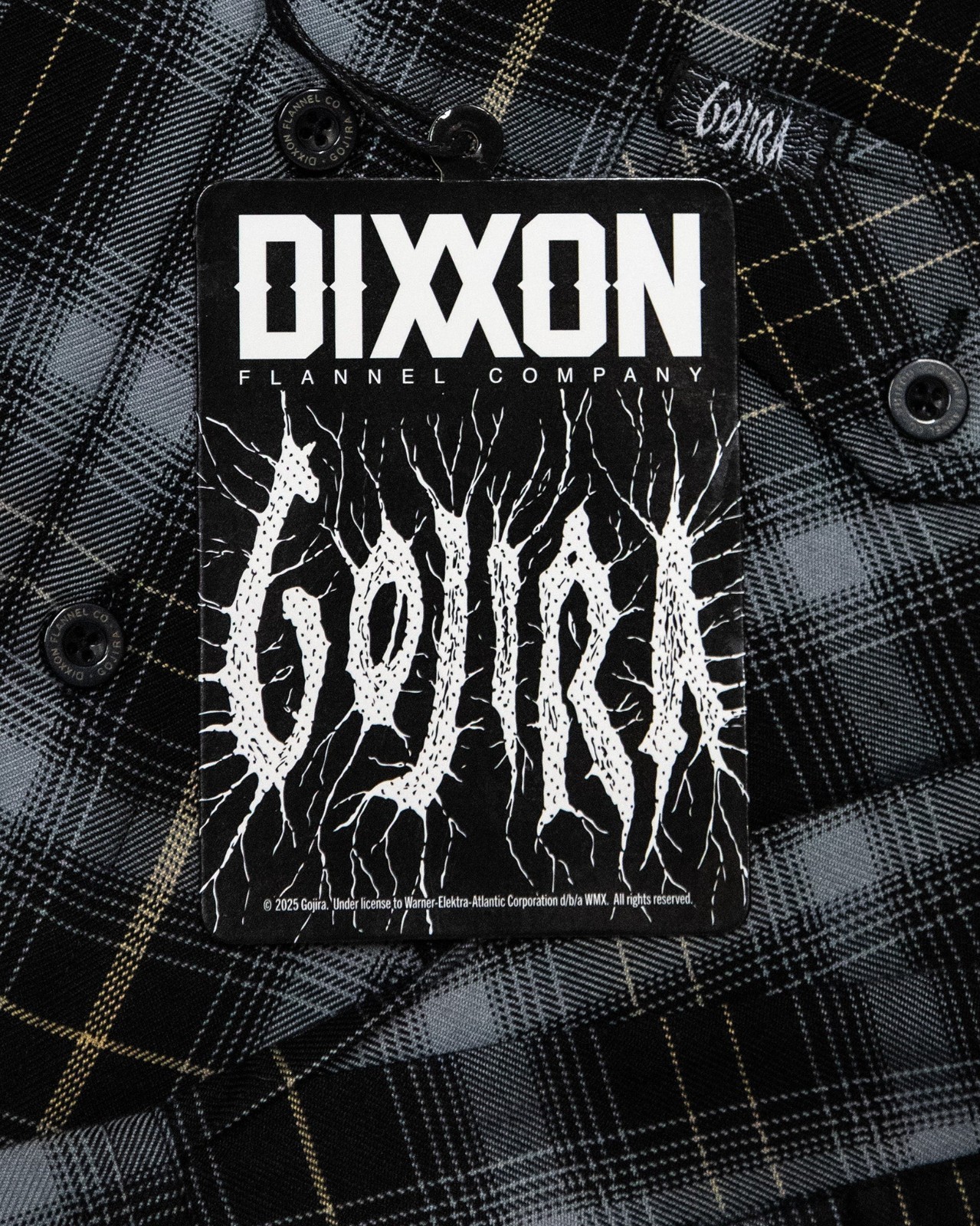 DIXXON Flannel x GOJIRA Men’s LARGE Collab Metal Band Plaid Button Shirt