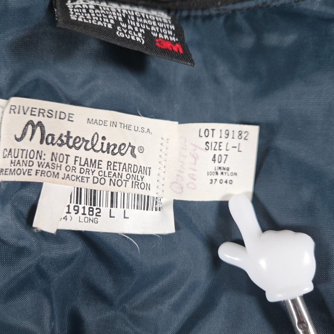 Vintage 90s Riverside Masterliner Bomber Jacket Sz L Miller Lite Blue Thinsulate