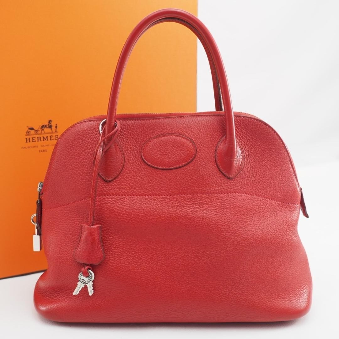 HERMES Bolide 31 Red Rouge Vif Hand Bag W 32cm x H 24cm x D 13cm Ladies