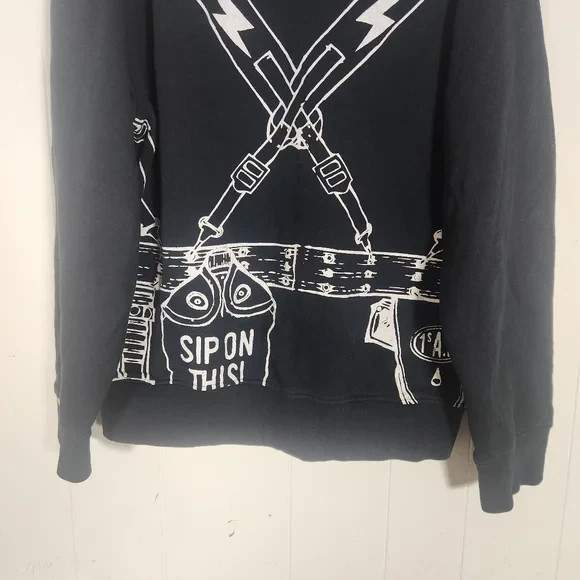 Vintage Akdmks ASAP Black White All Over Print Sweatshirt Sz L Rare Streetwear