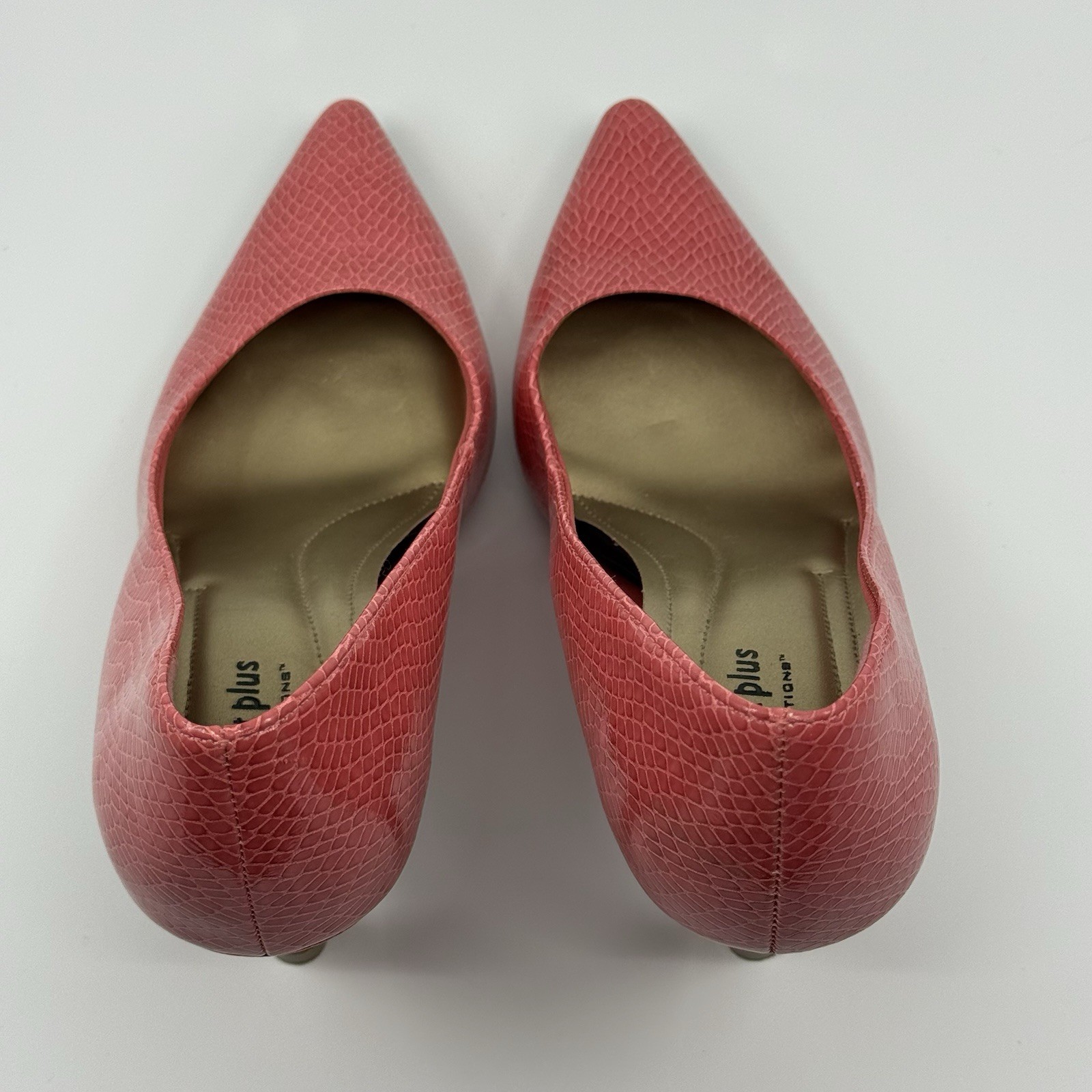Comfort Plus By Predictions Womens Snake Print Pink Pointed-Toe Pumps Size 7M