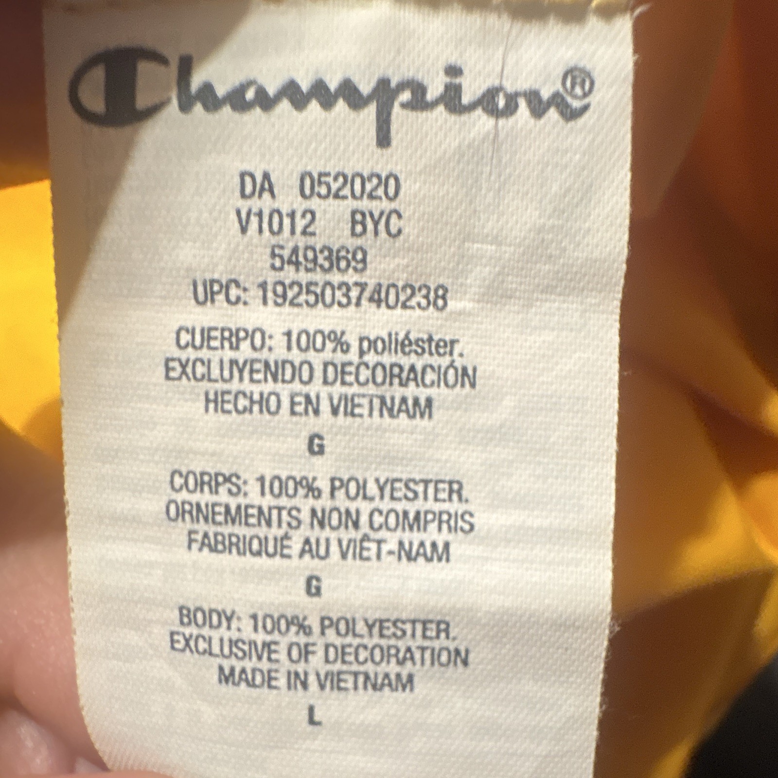 Champion Men’s Yellow Hooded 1/4 Zip Anorak Jacket Mid-Length Size L