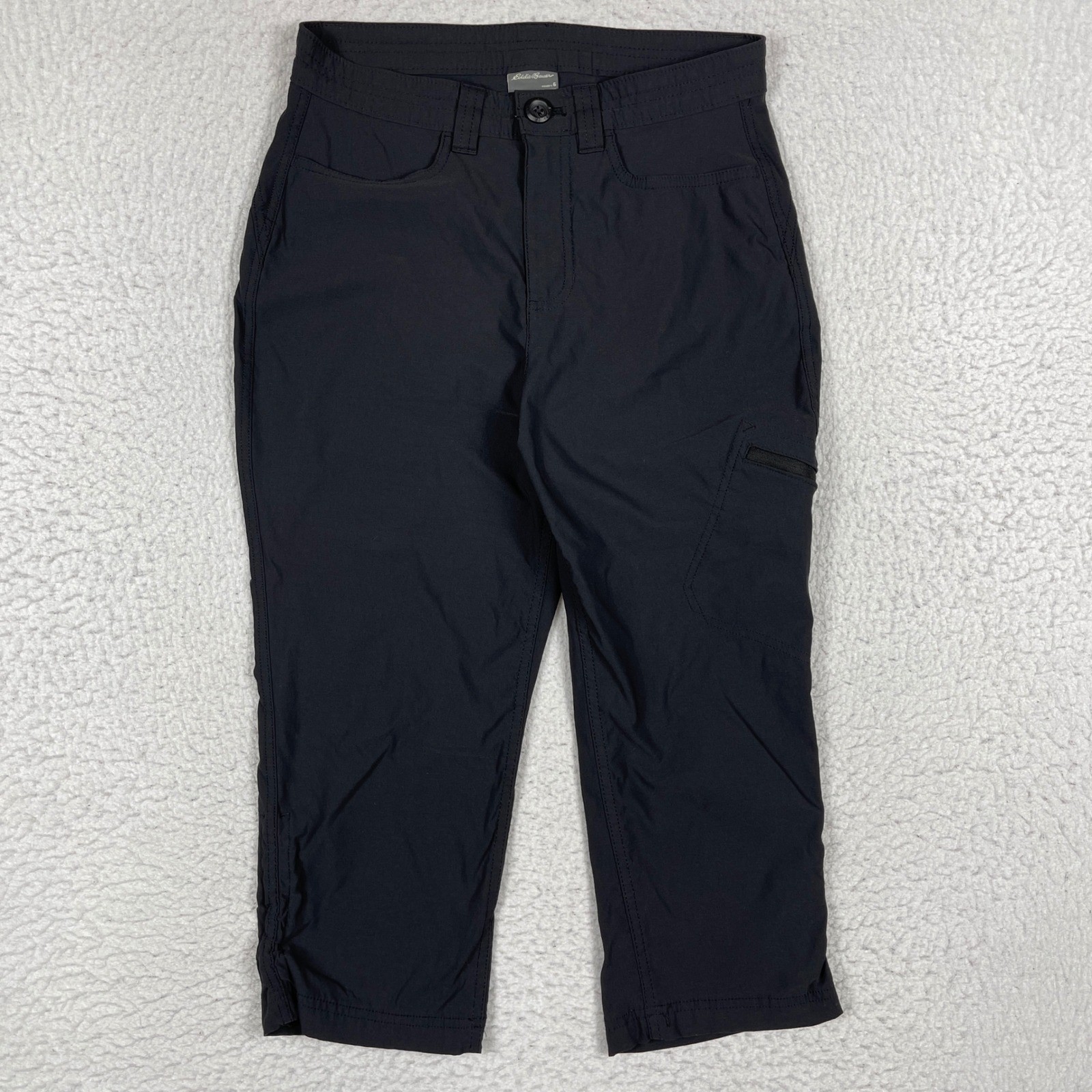 Eddie Bauer Rainier Capri Pants Womens 6 Black Hiking Outdoor Travel Vacation