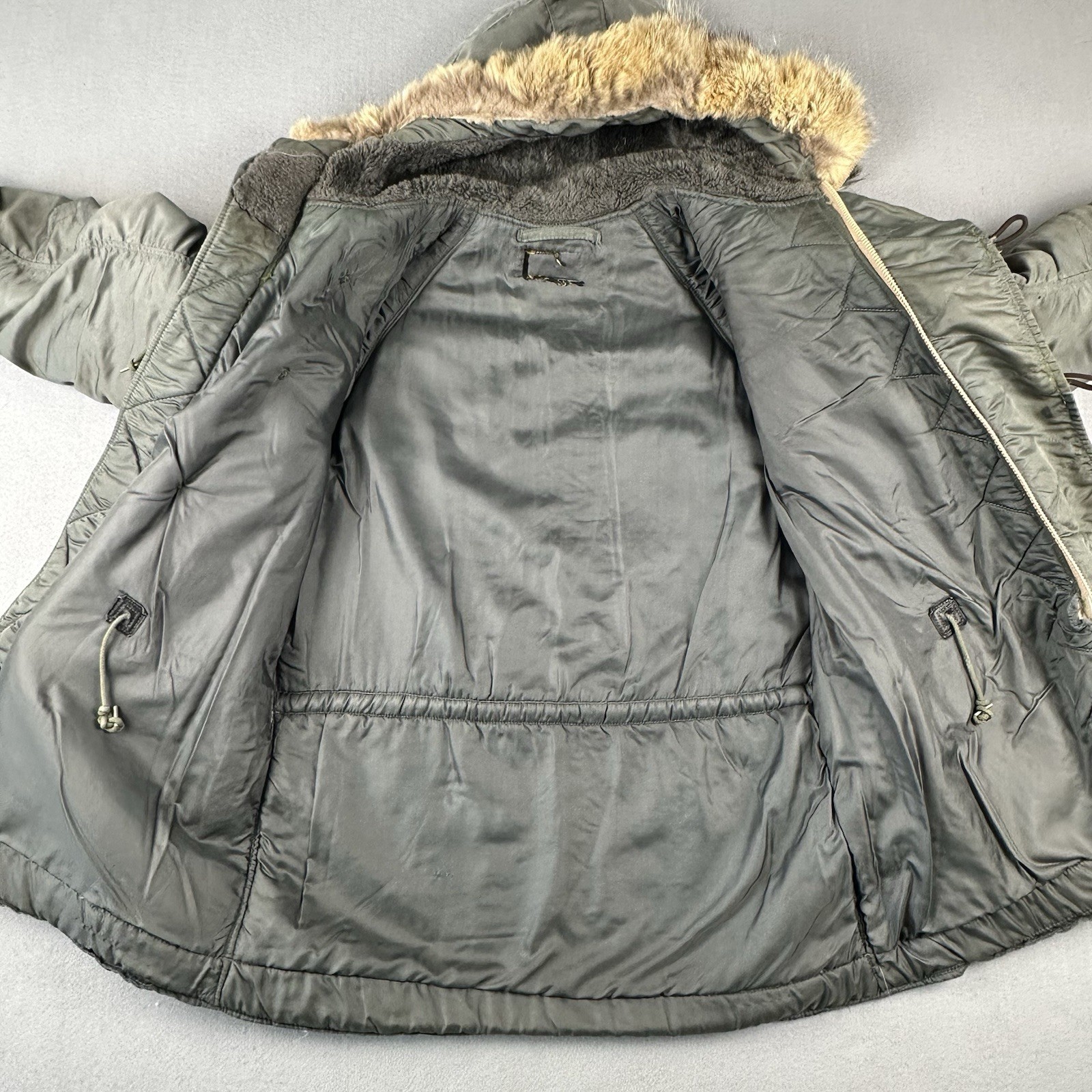 Vintage 50s US Air Force N-3B Snorkel Parka Large Green Fur Military Jacket