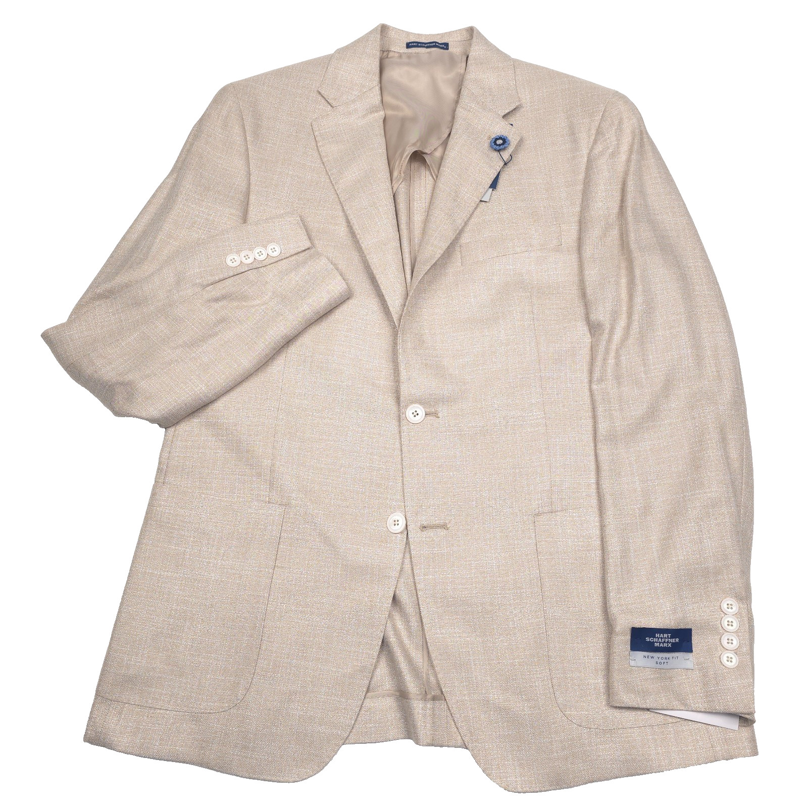 Hart Schaffner Marx Textured Sport Coat Mens 46R NY Fit Beige HSM Blazer Jacket