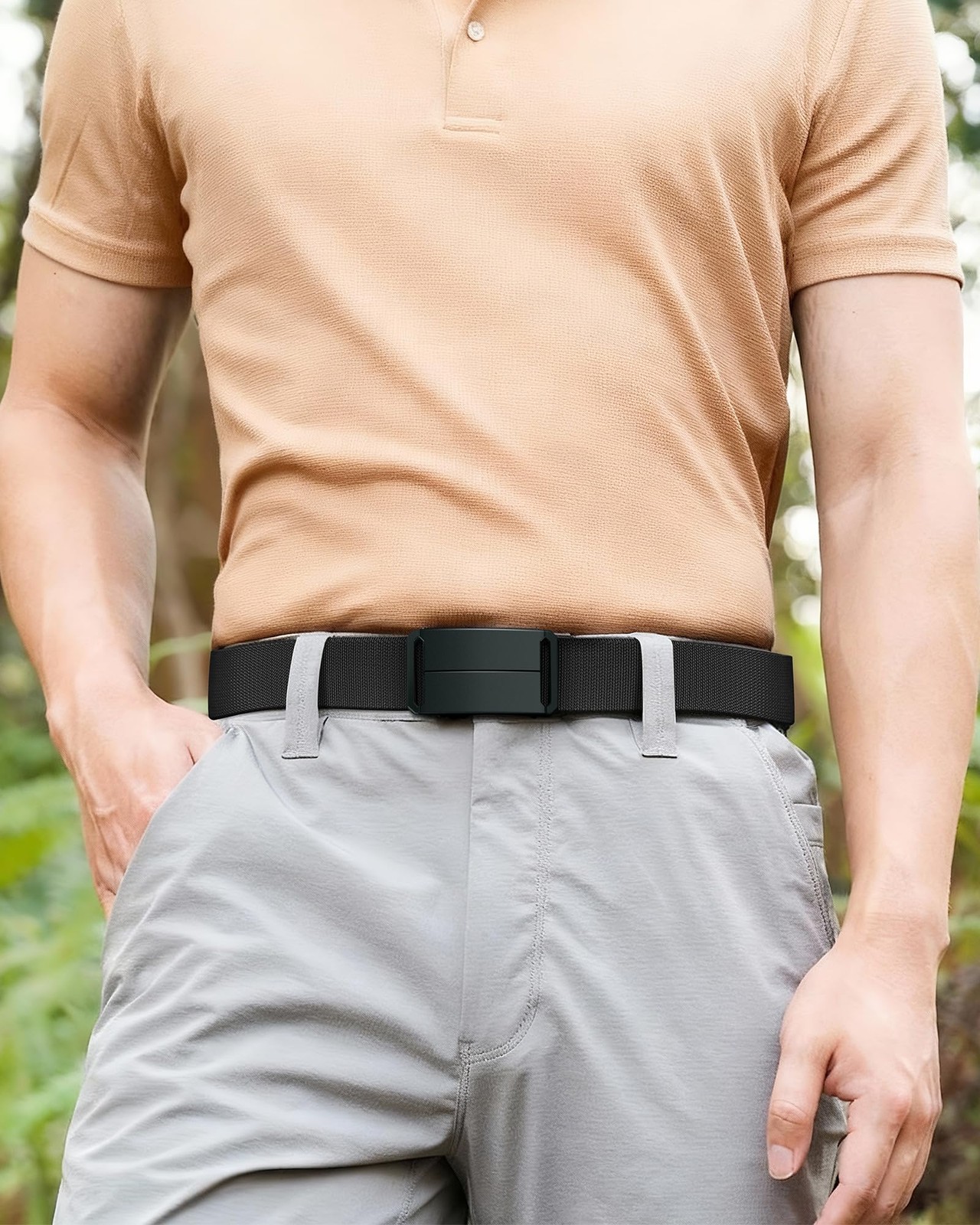 1.5″ Stretch Tactical Belt for Men, Free Cut Length Adjustable Nylon Stretch Str