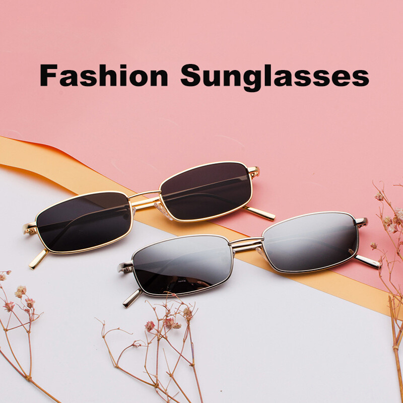 Retro Small Square Sunglasses Men Women Metal Frame Rectangle Sunglasses Eyewear