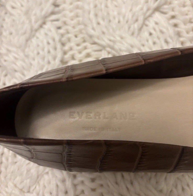 Everlane The 90s Croc-embossed Leather Flats Size 10-1/2