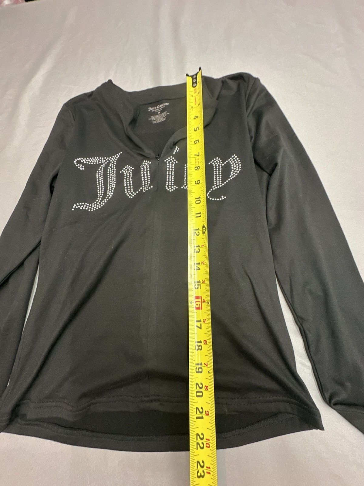 Juicy Couture Women’s Rhinestone Script Logo Long Sleeve Sleepwear Top