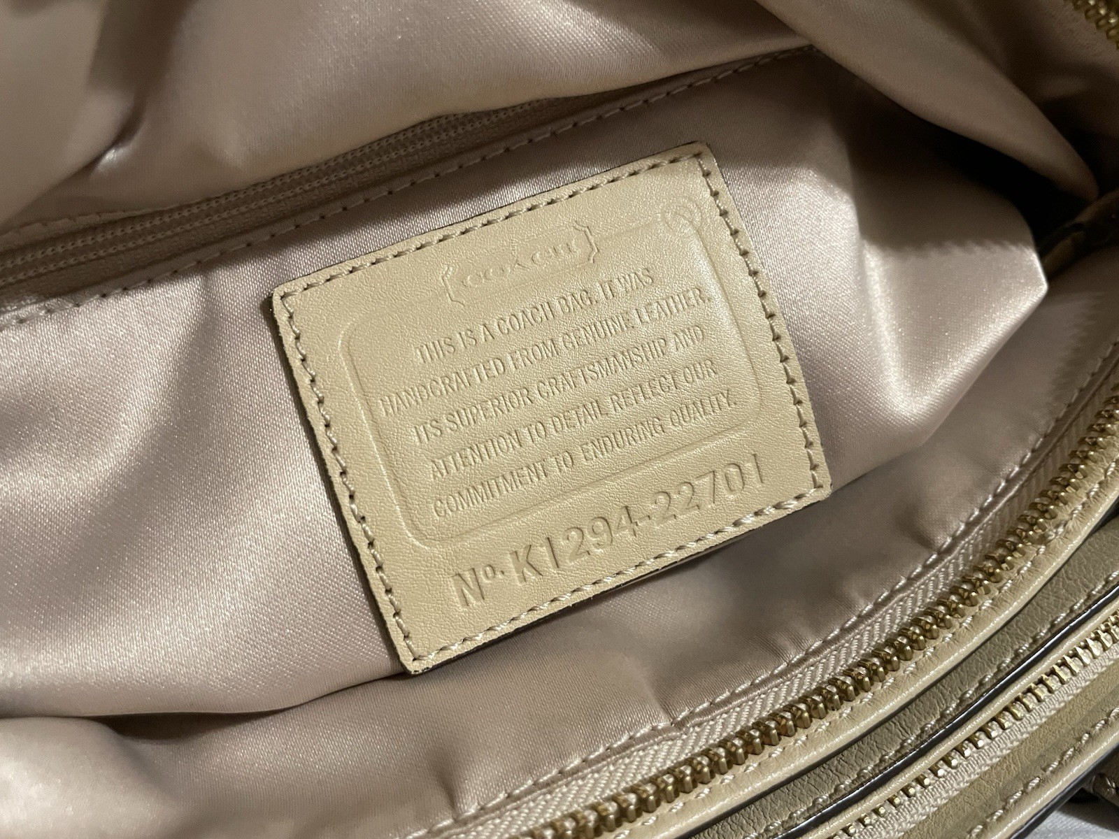 Coach Madison Colorblock Kara Carryall Satchel Parchment and Kiwi Gold Hardware