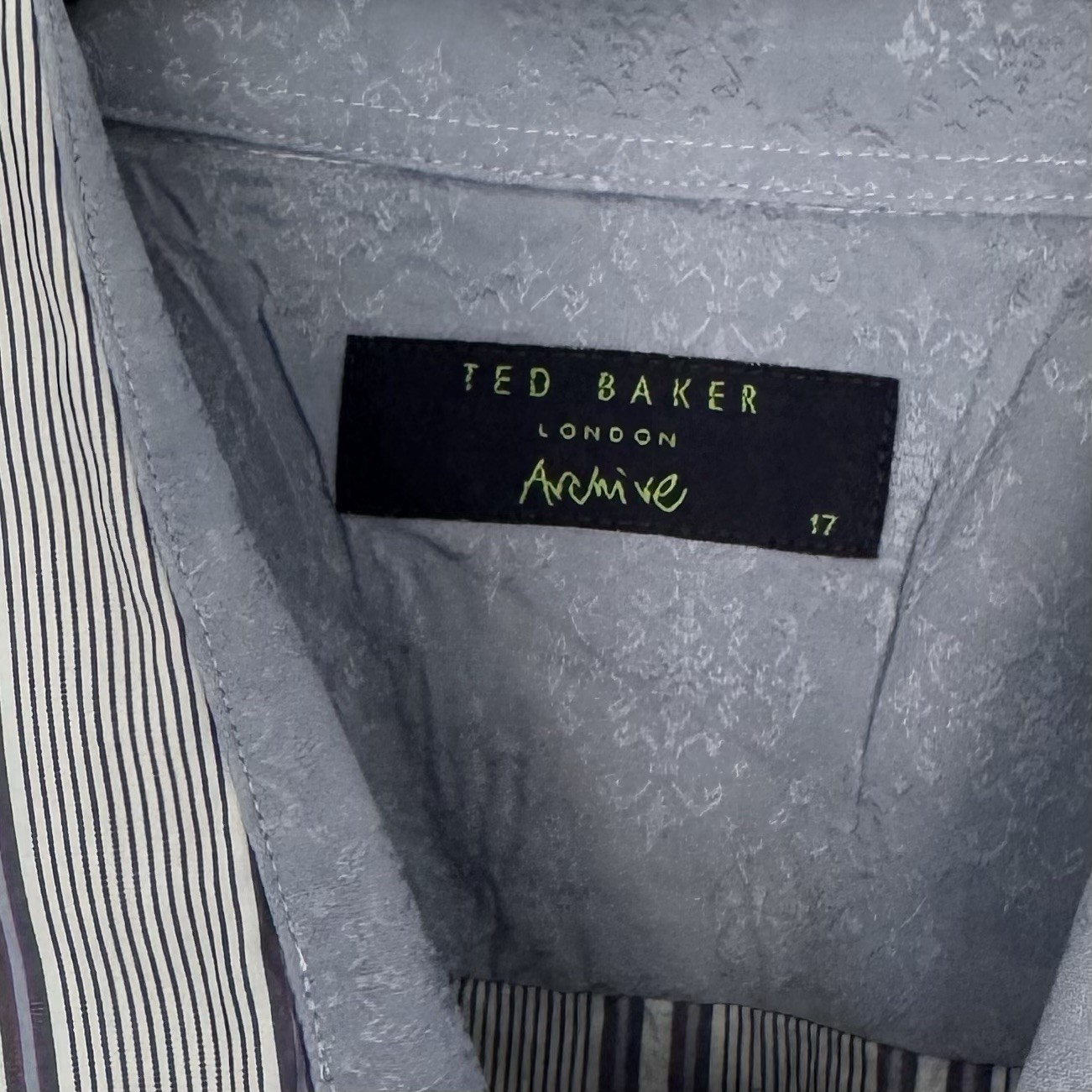 Ted Baker London Cotton Striped Button Down French Cuffs Shirt SZ 17.5 -32/33