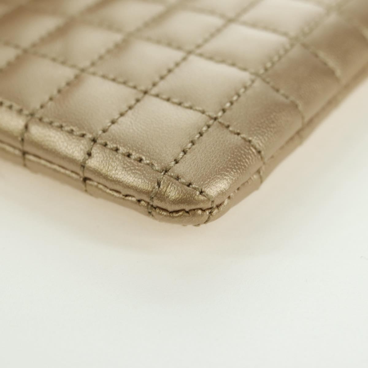 CELINE C Charm Coin Purse Leather Gold Auth am11616V