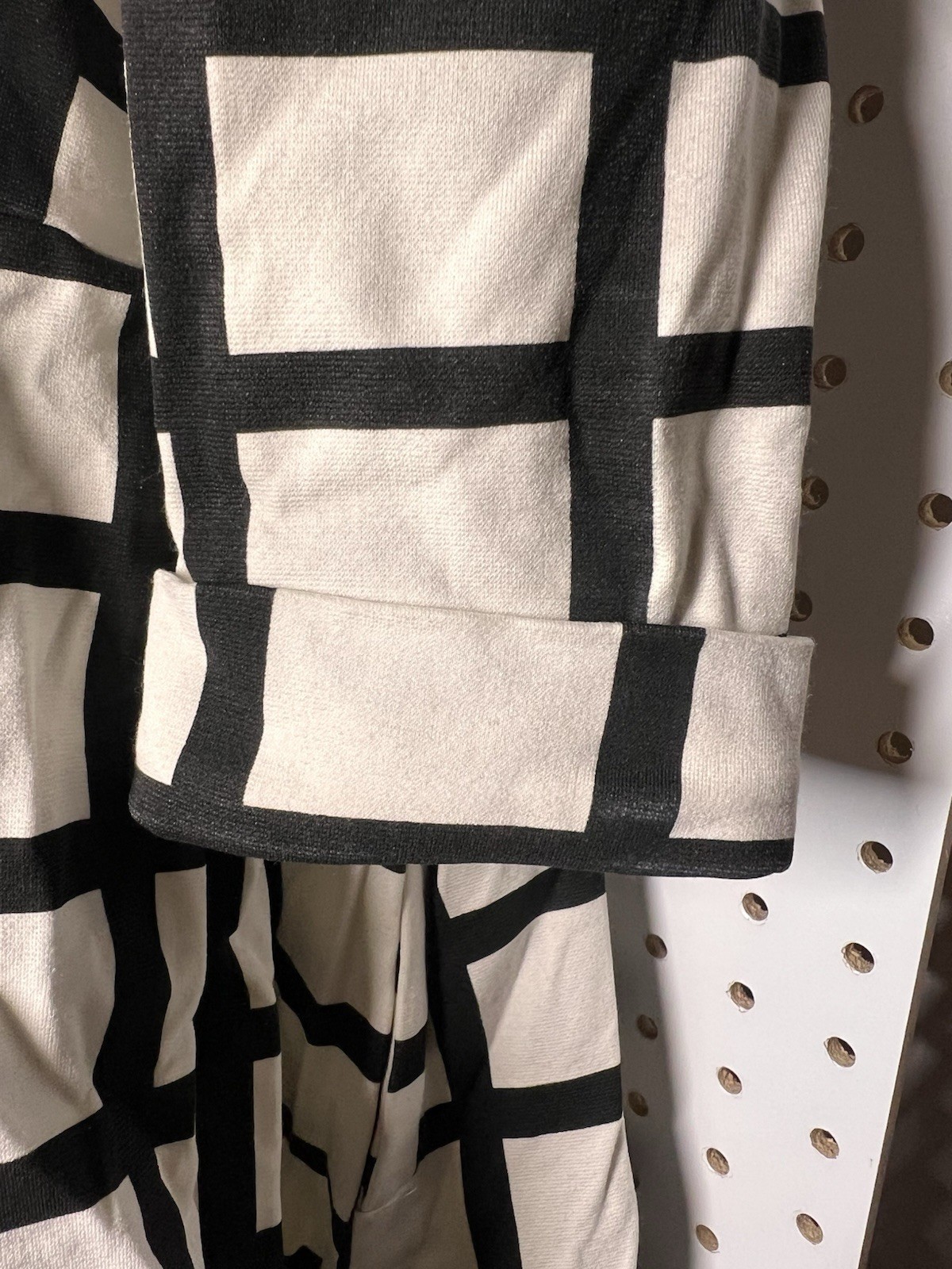 K by Kersh White & Black Windowpane Grid Striped 3/4 Sleeve Knit Dress