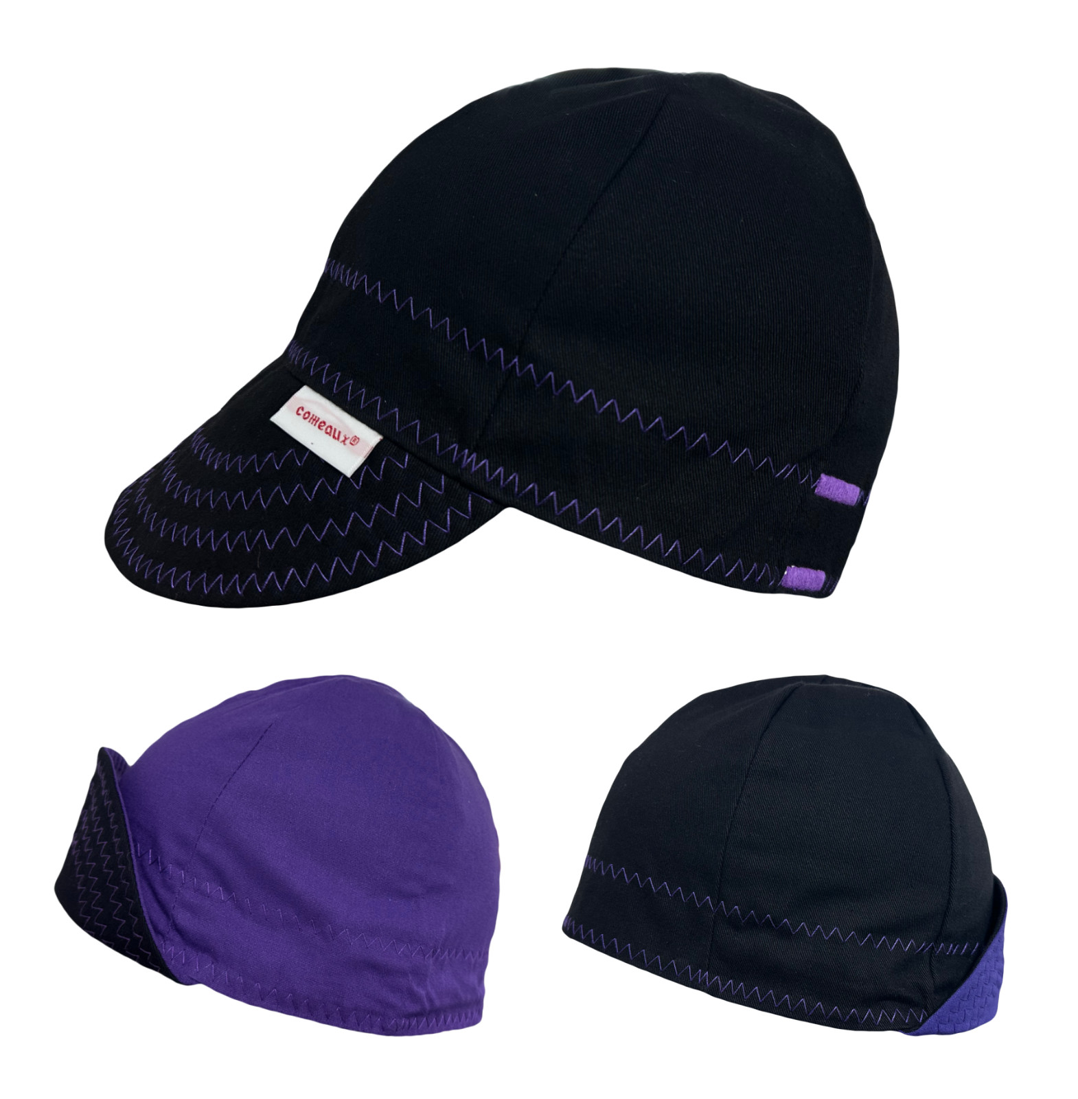 New 1 Comeaux Caps Welding Welders Hat Reversible Black with colored stitching