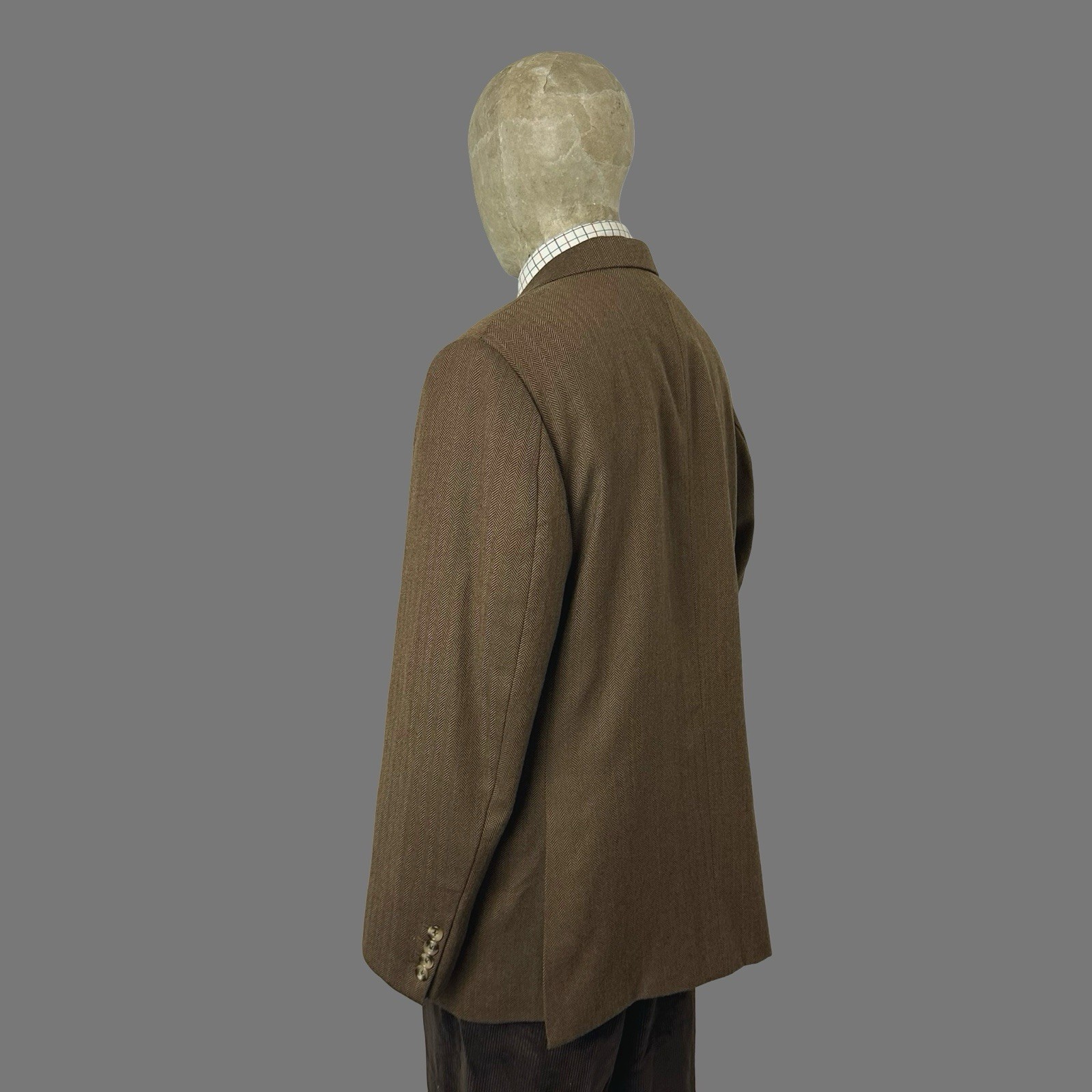 Bespoke Tweed Sport Coat 42R Brown Herringbone Ash Tailor Wool Jacket Tailored