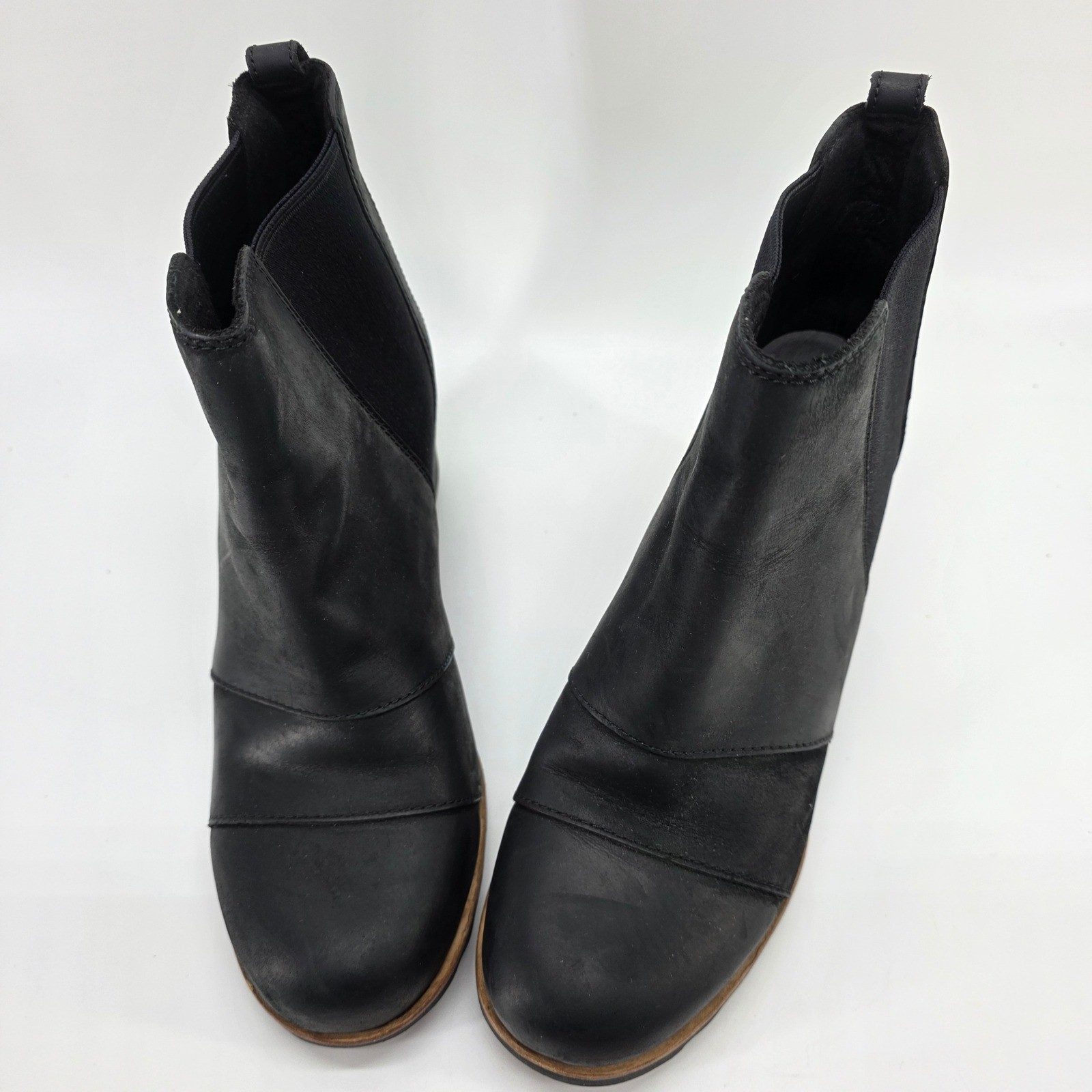 SOREL Lea Hidden Wedge Joan Arctic Chelsea Black Leather Boots Waterproof 8.5