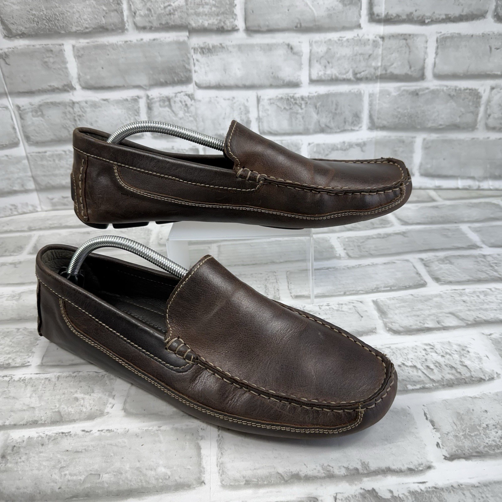 JF J Ferrar Men’s Size 11 Brown Leather Slip On Moc Driving Loafer Shoes