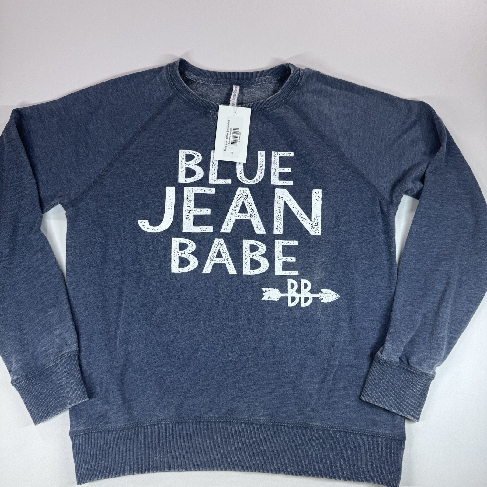 U.S. Apparel Womens Lightweight Crew Neck Sweatshirt, Blue Jean Babe, M